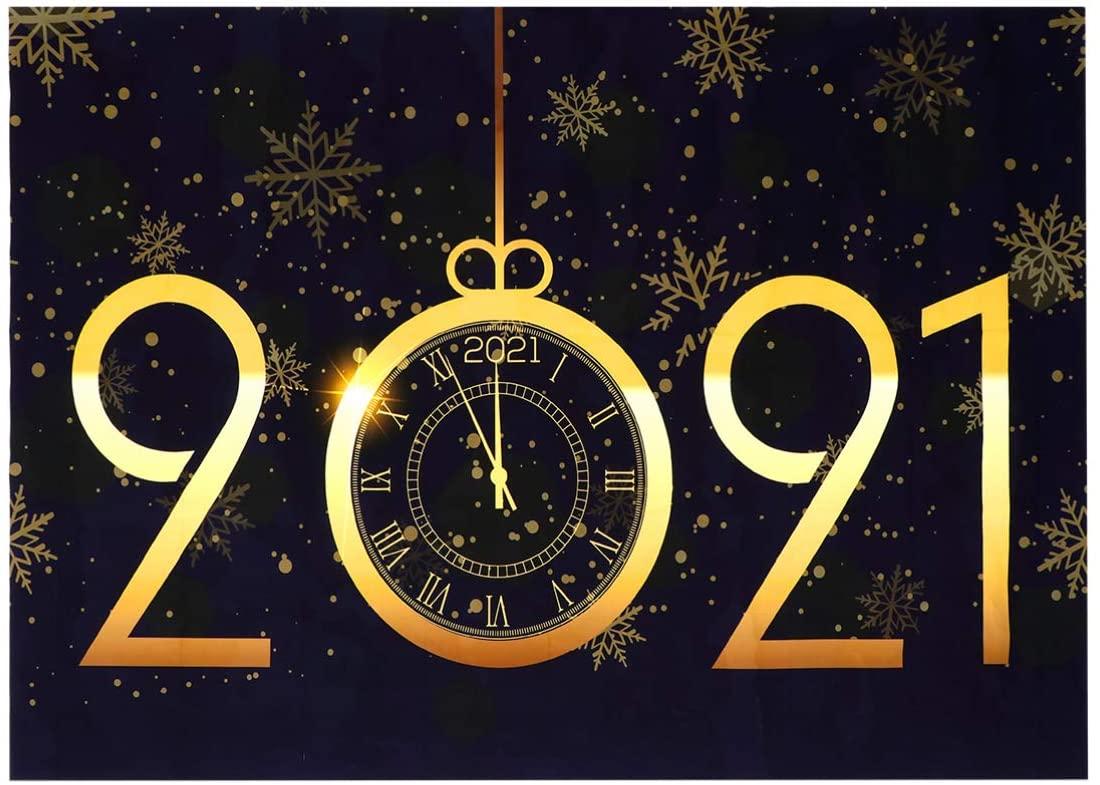 1100x785 Happy New Year 2019 Backdrop Polyester 8x6.5ft Golden Numbers Candy Cane Red Gifts Clock Dial Countdown Golden Frame Spots Black Background Child Kids Baby Portrait Shoot New Year Party Banner Photo Background