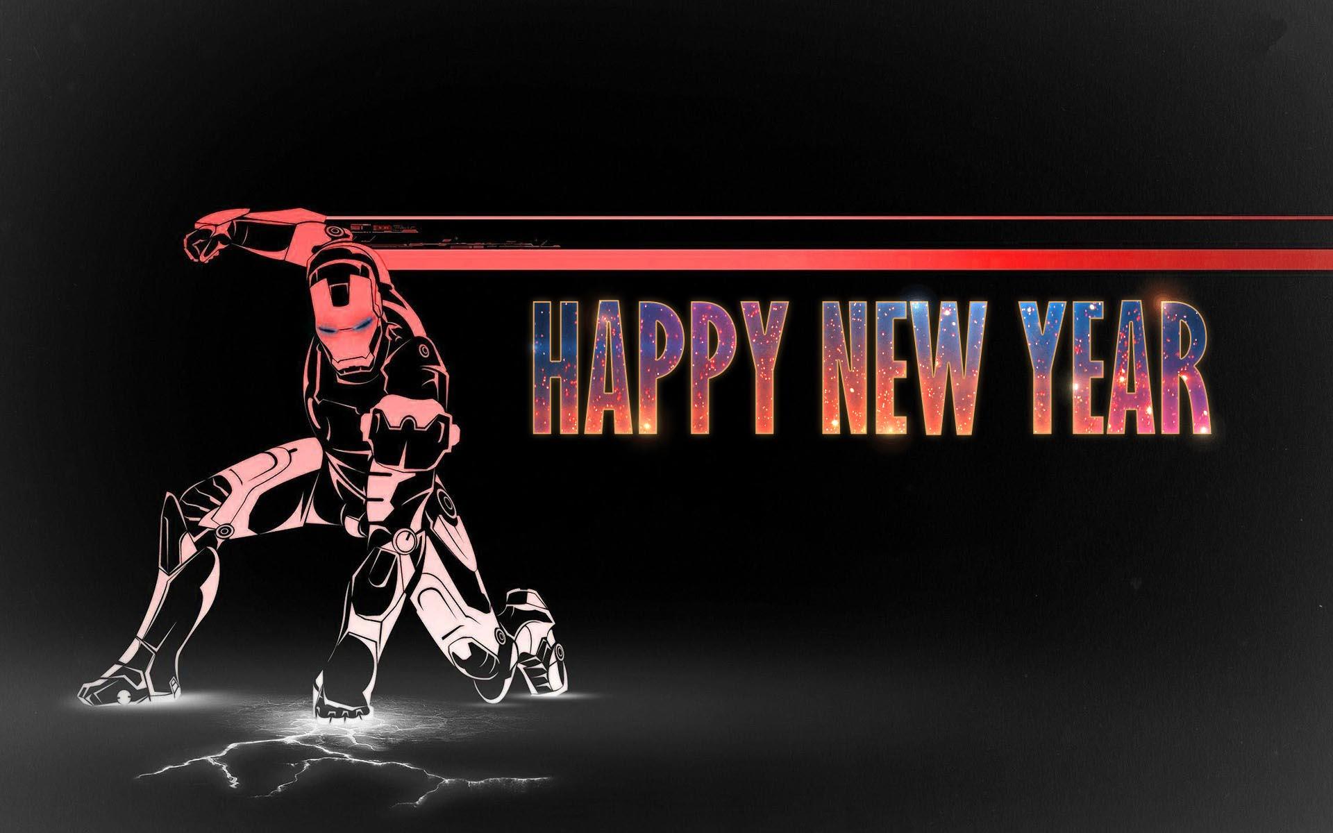 1920x1200 Happy New Year Wishes Super Hero Ironman Kids Art HD Wallpaper