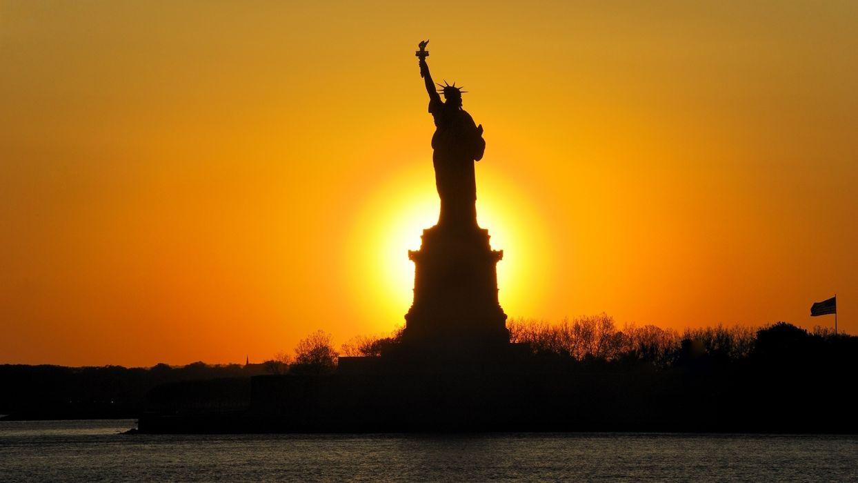 1244x700 New York City Statue of Liberty statue usa sunset sunrise