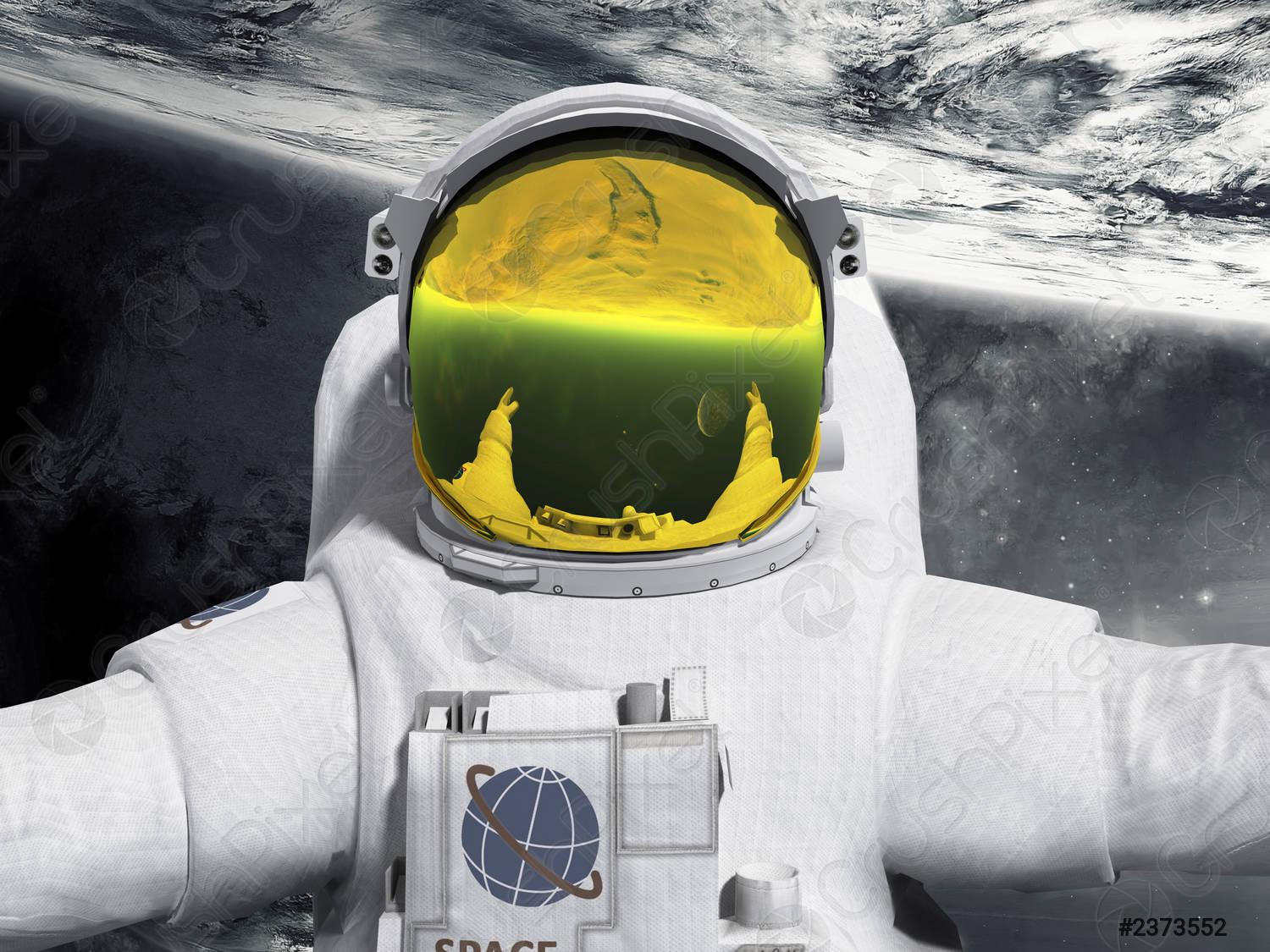 1500x1125 Astronaut posing on black background 3D render image