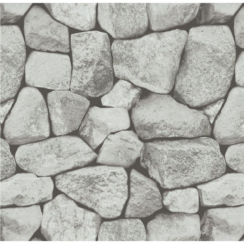 1000x1000 Holden Stones Grey Dry Stone Wall Rock Brick Effect Wallpaper 11270