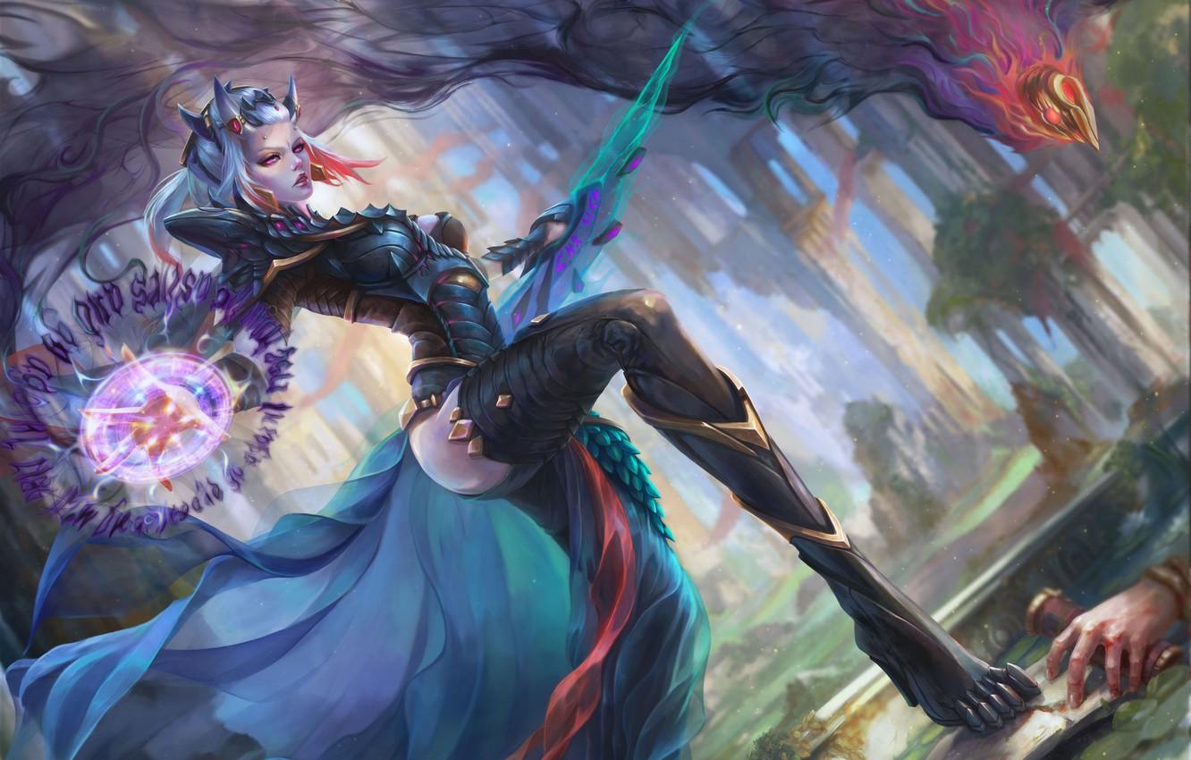 1332x850 Wallpaper Girl, Fantasy, Art, Style, Illustration, Character, Katya Cyan, Priestess, ArtWar, Priestess of secret knowledge image for desktop, section фантастика