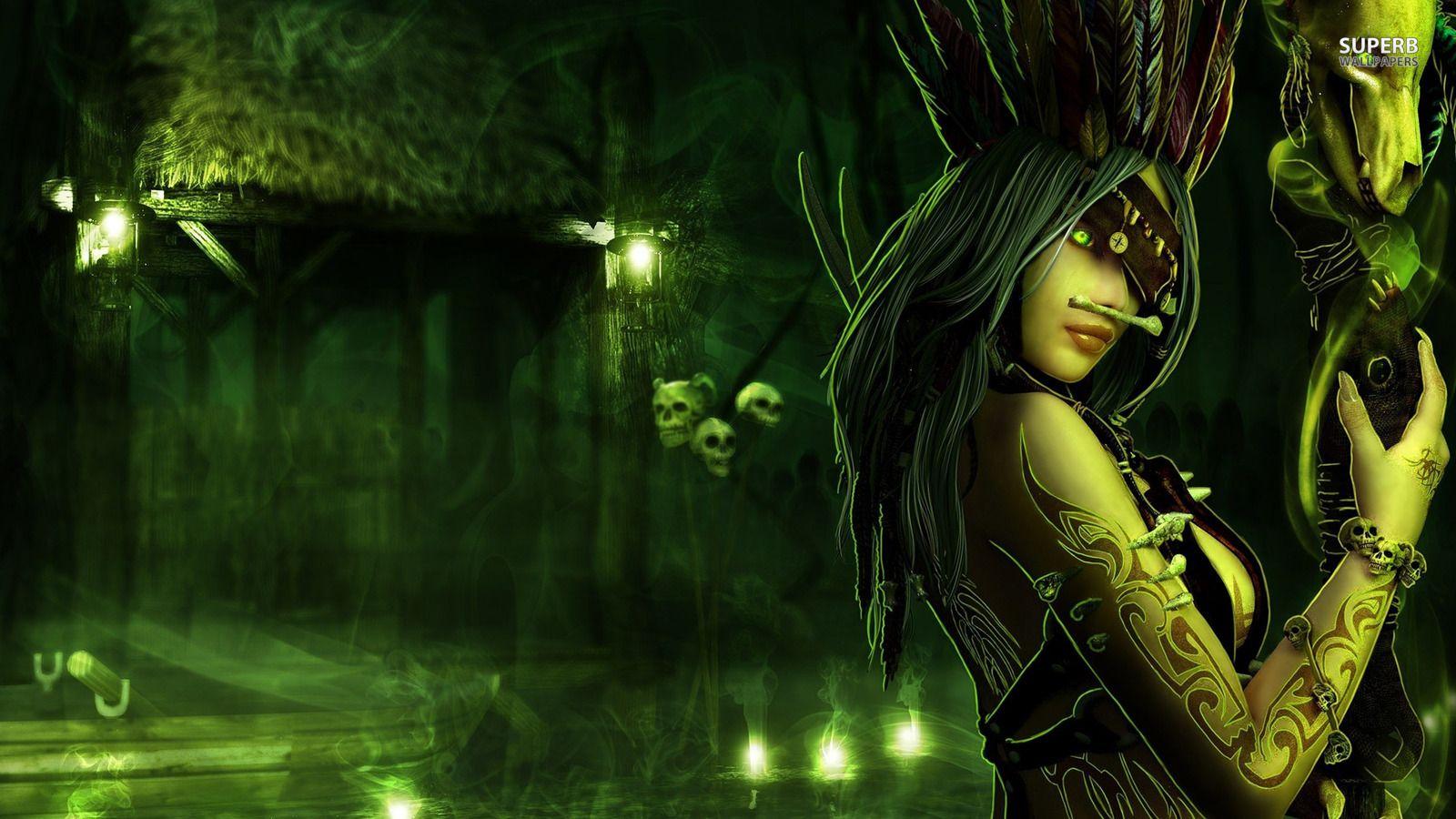 1600x900 Voodoo Priestess wallpaper. Witch picture, Witch art, Dark witch