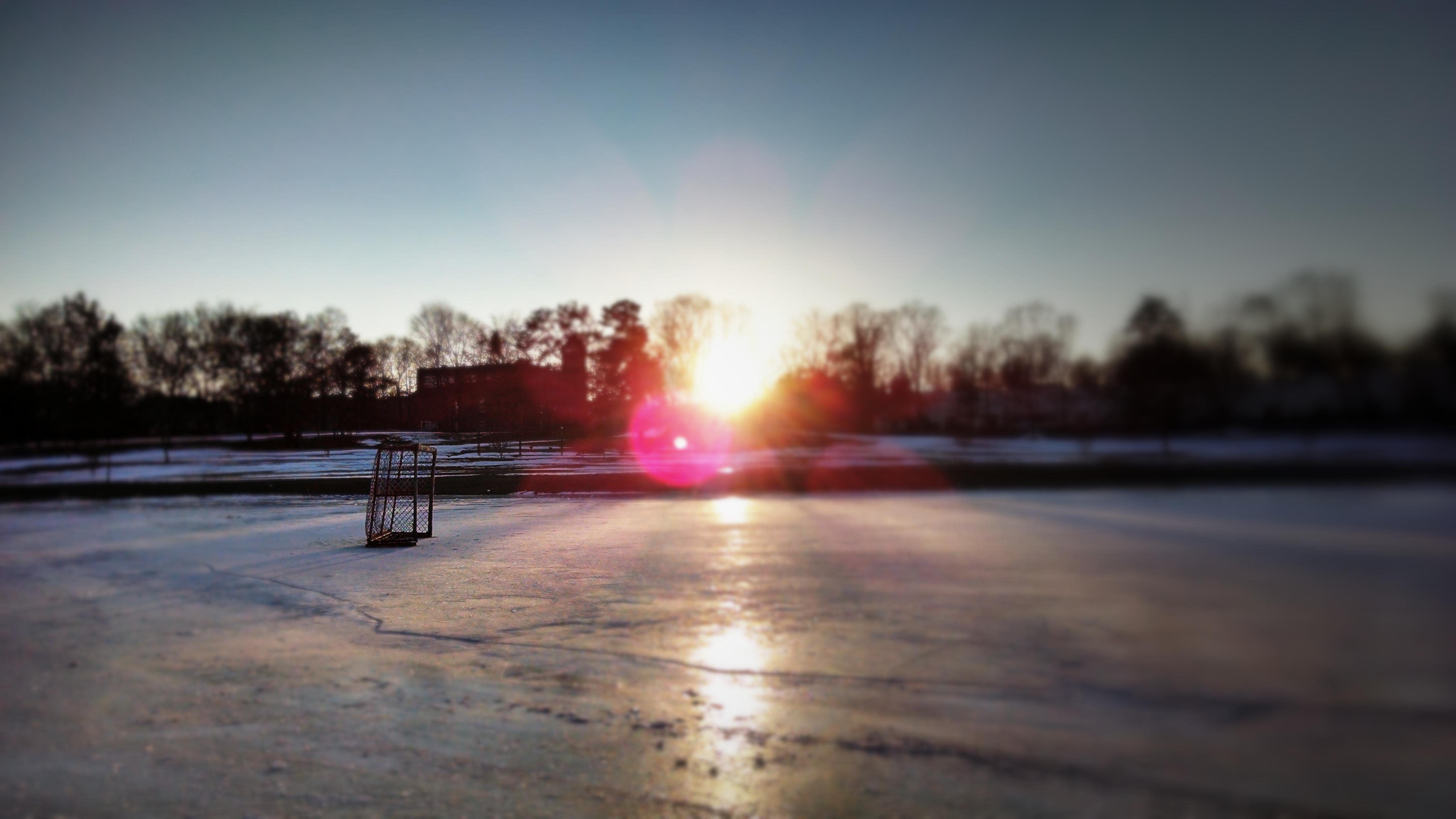 4320x2432 My pond hockey spot at sunset: hockeyplayers