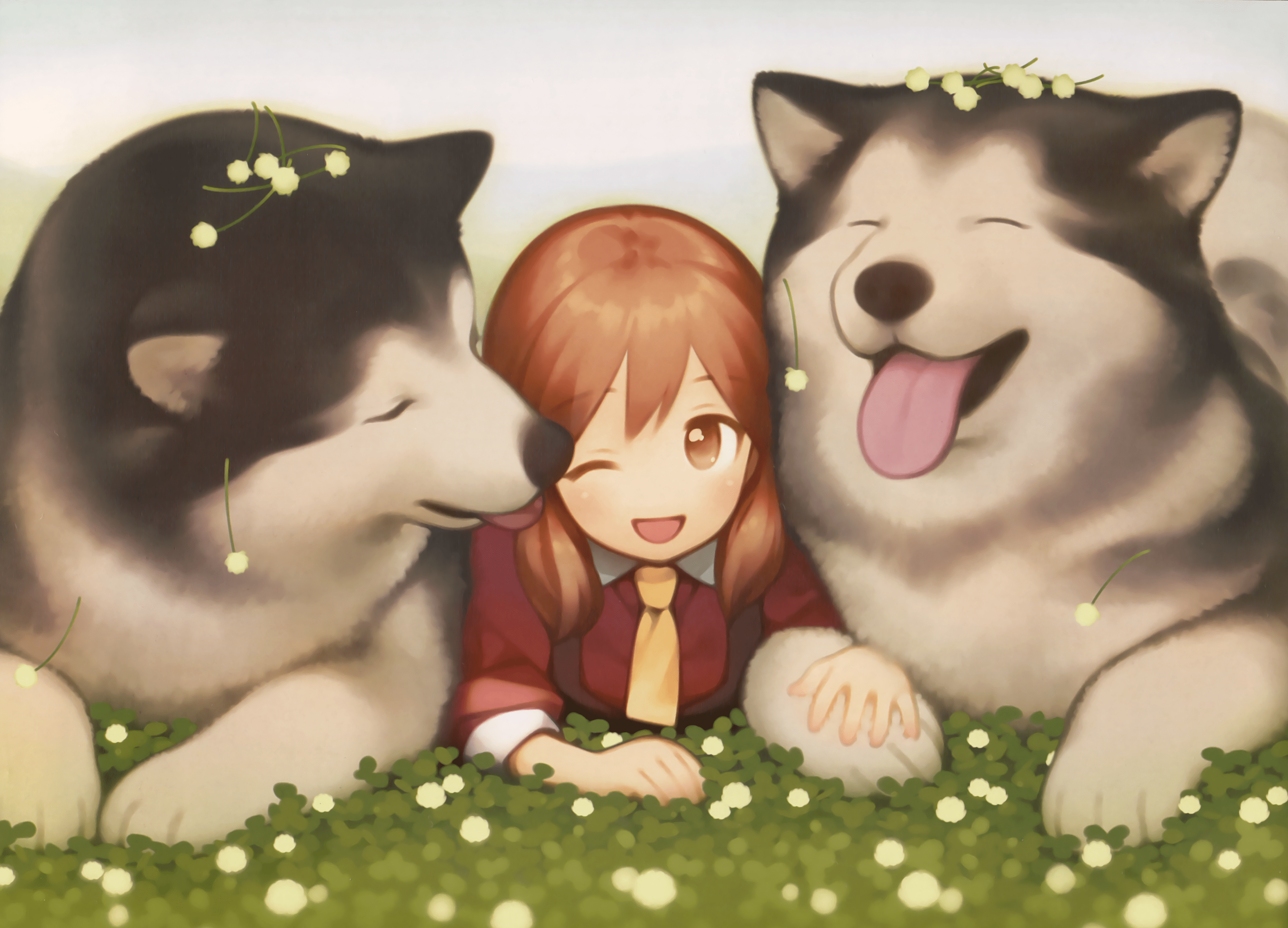 3841x2768 husky wallpaper, mammal, alaskan malamute, cartoon, canidae, animated cartoon, dog, carnivore, friendship, siberian husky, snout