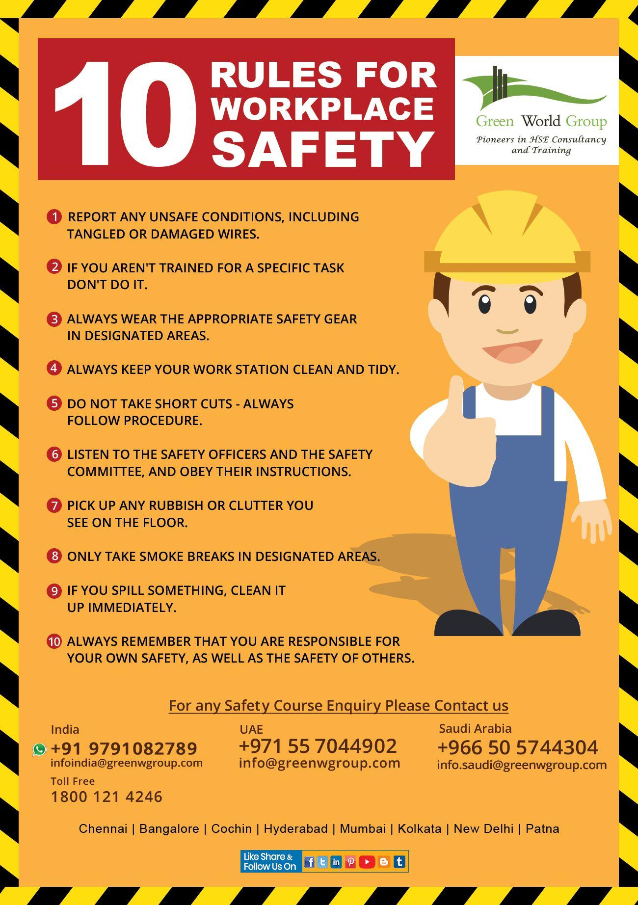 1300x1844 Rules for Workplace Safety tips. Workplace safety tips, Workplace safety slogans, Workplace safety