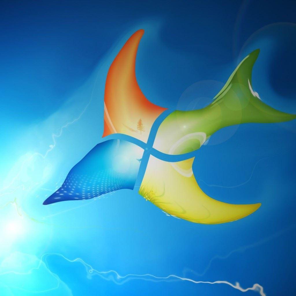 1024x1024 Windows Bird Shaped Logo iPad Wallpaper Free Download