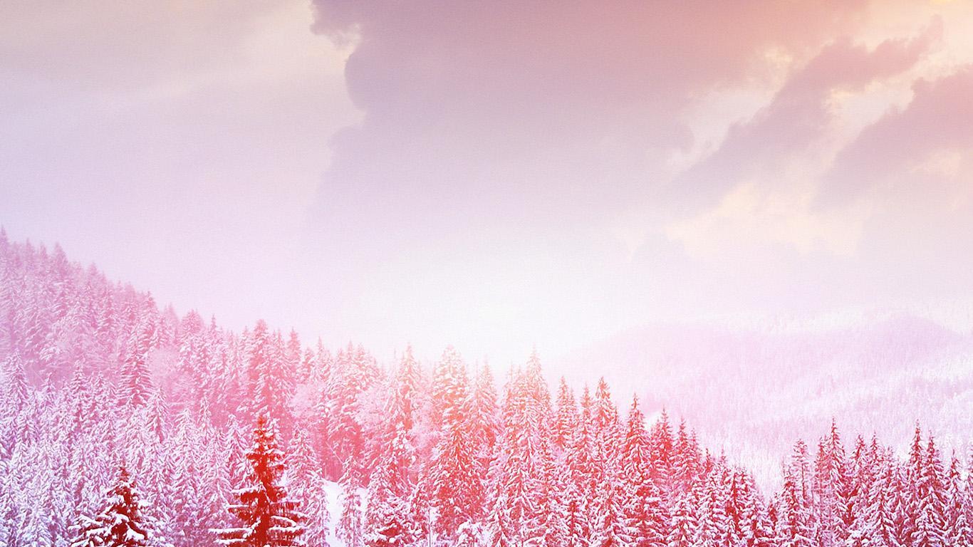 1366x768 Pink Aesthetic Snow Landscape Wallpaper