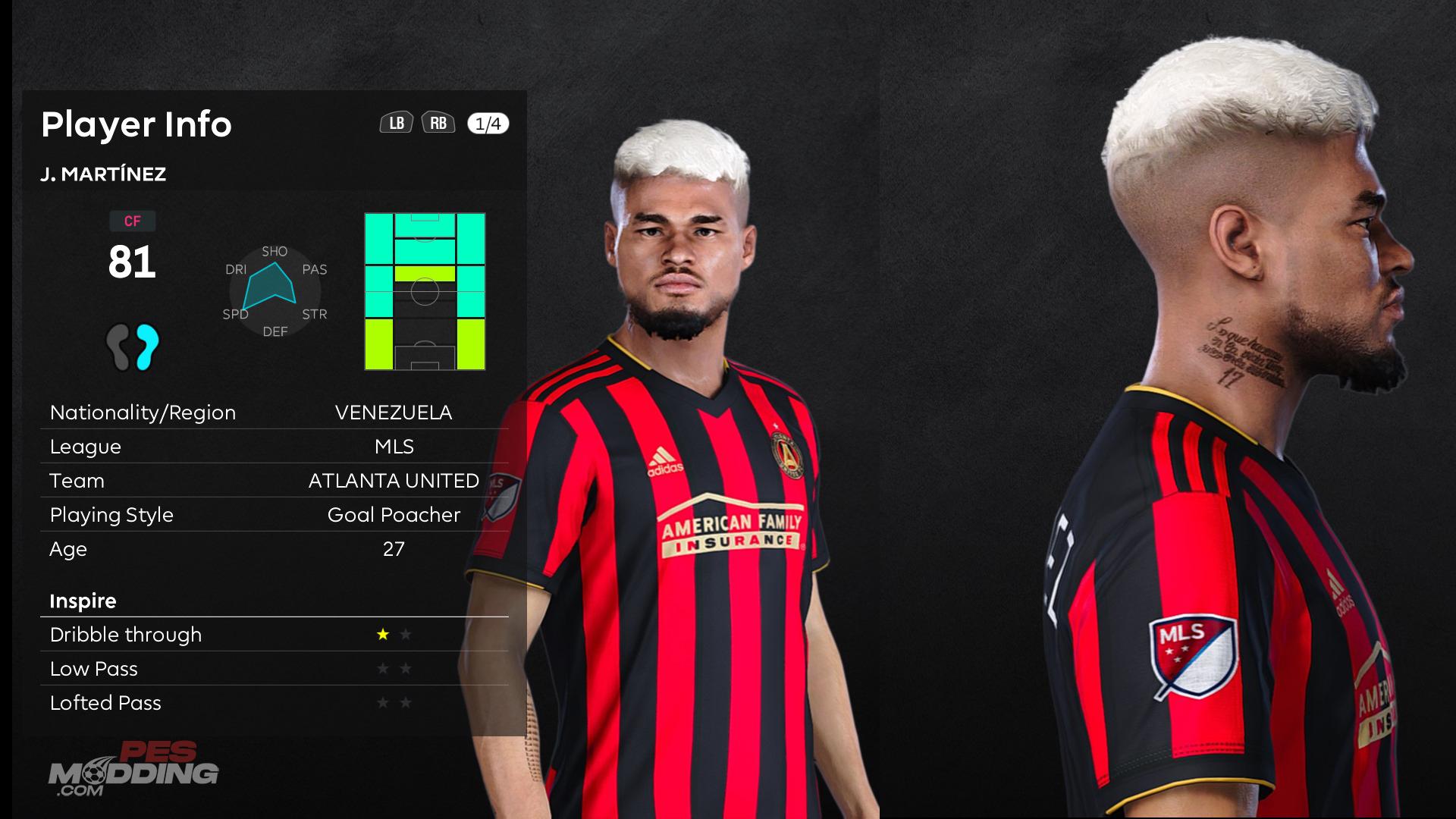 1920x1080 PES 2021 Josef Martínez Face (Tattoo Included)
