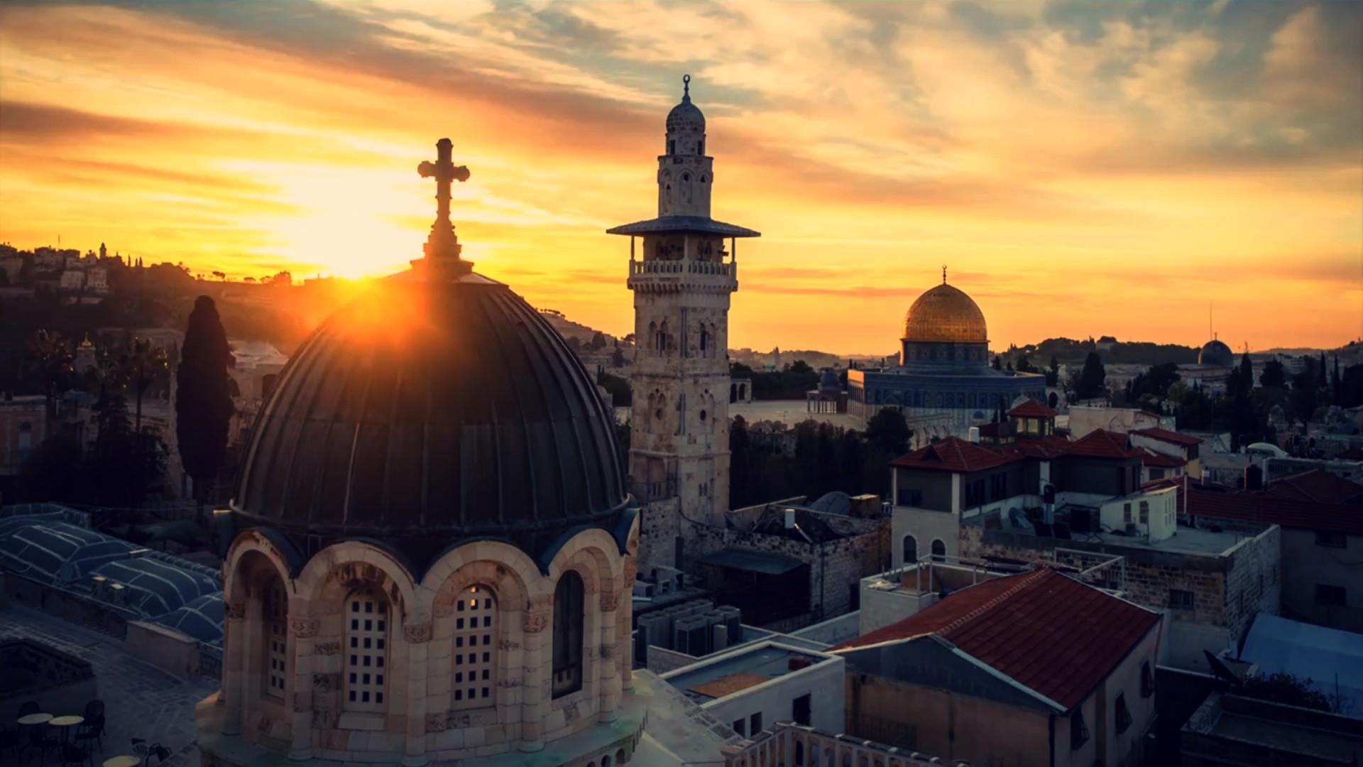 1920x1080 Jerusalem, Sky, Sunset, Cross, Holy City, Church Wallpaper HD / Desktop and Mobile Background