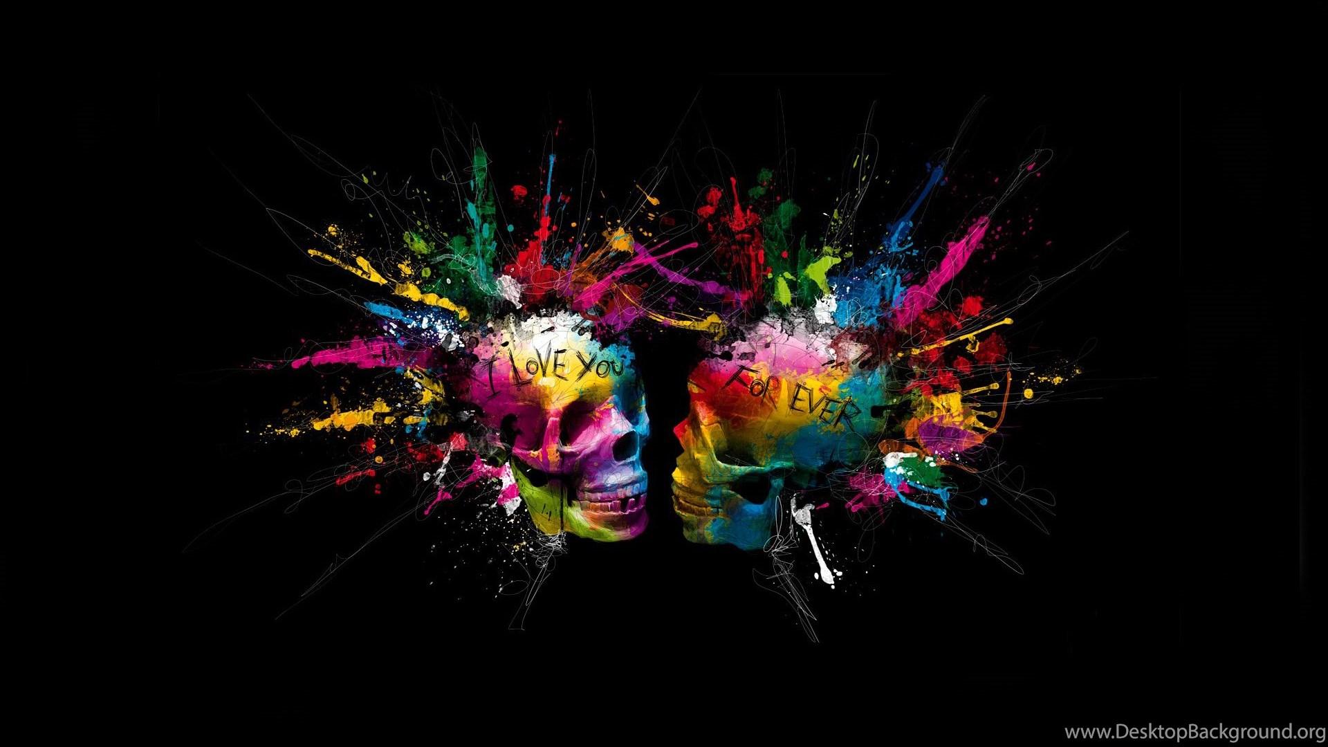 1920x1080 Colorful Skull Background Desktop Background