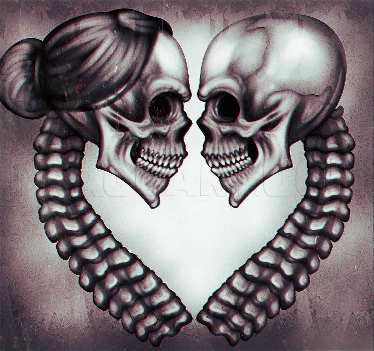 1229x1155 How To Draw Skeleton Lovers, Step by Step, Drawing Guide
