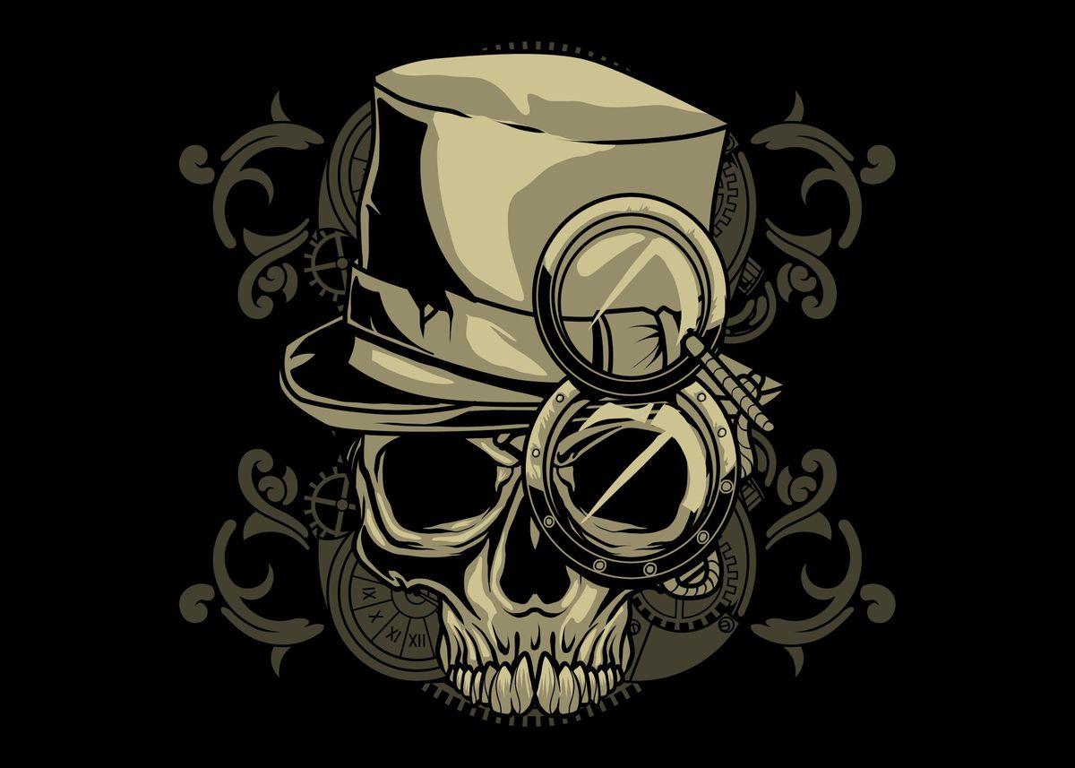 1200x857 Steampunk Skull' Poster