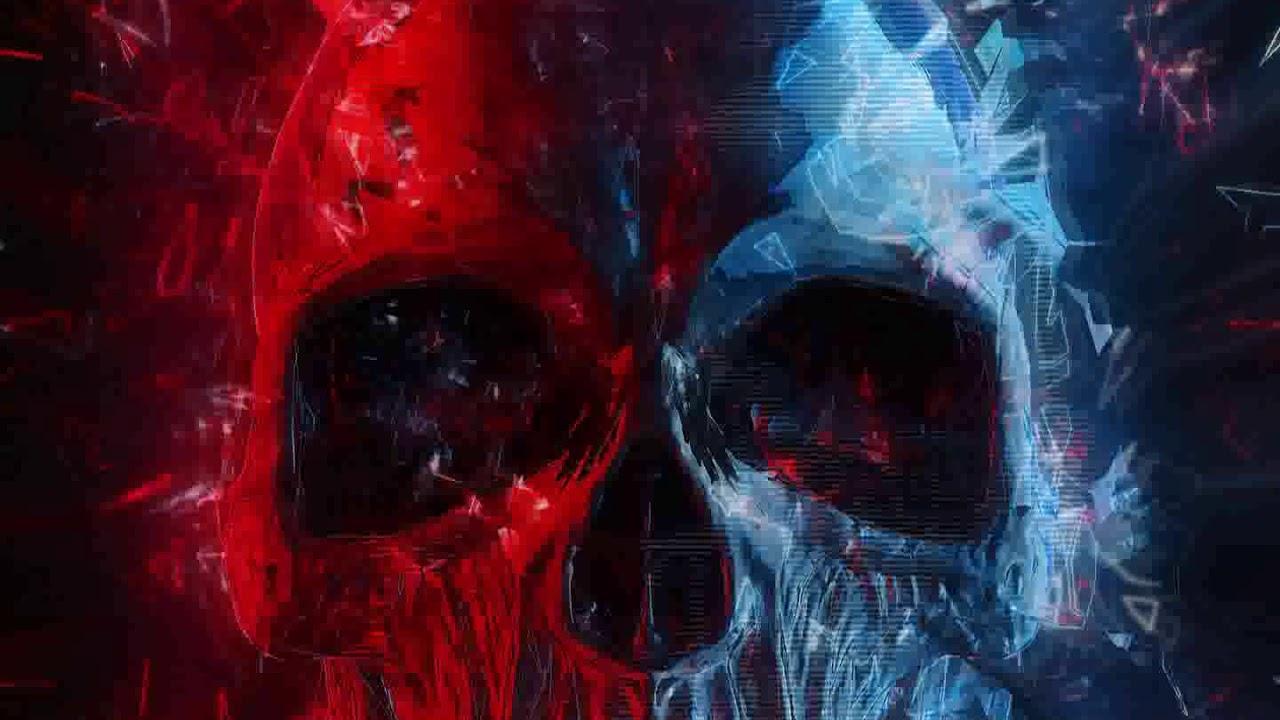 1280x720 theme live wallpaper, red, skull, art, organism, graphic design, darkness, graphics, illustration, pattern, space
