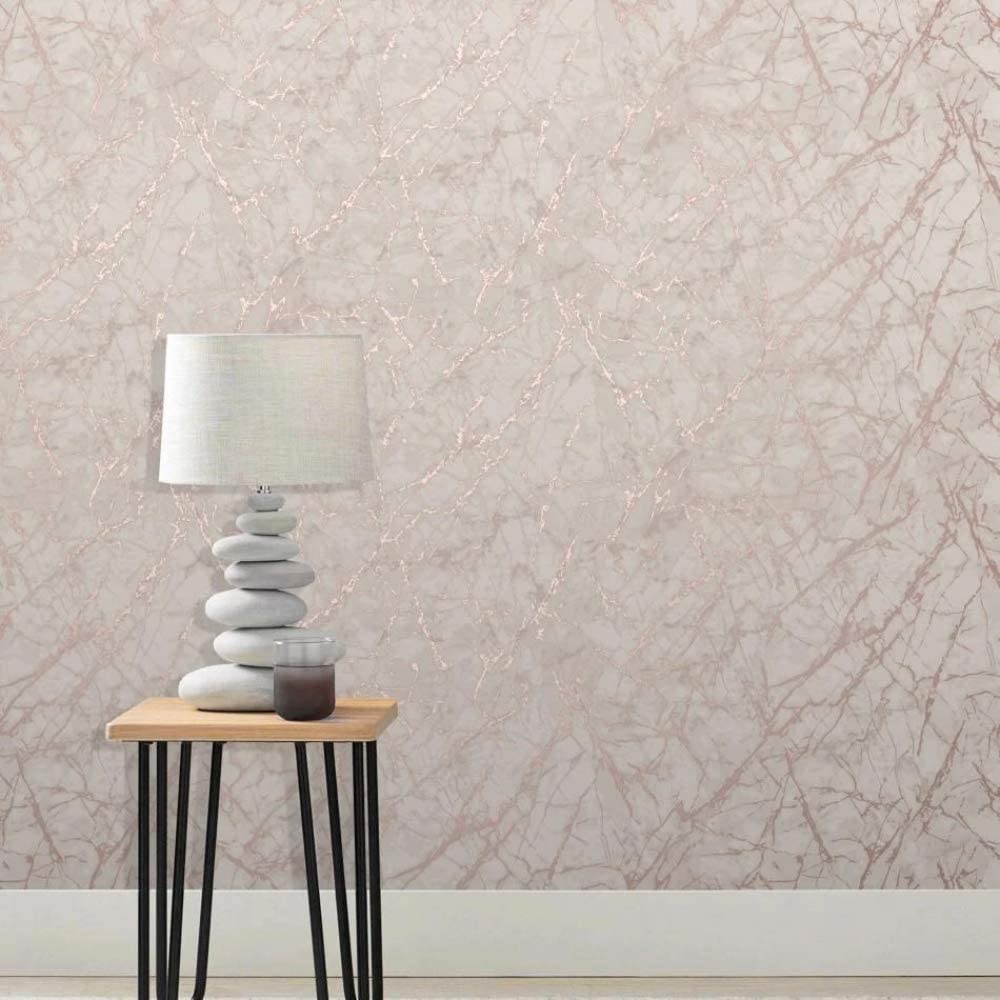 1000x1000 Metallic Marble Wallpaper Rose Gold Fine Decor FD42268