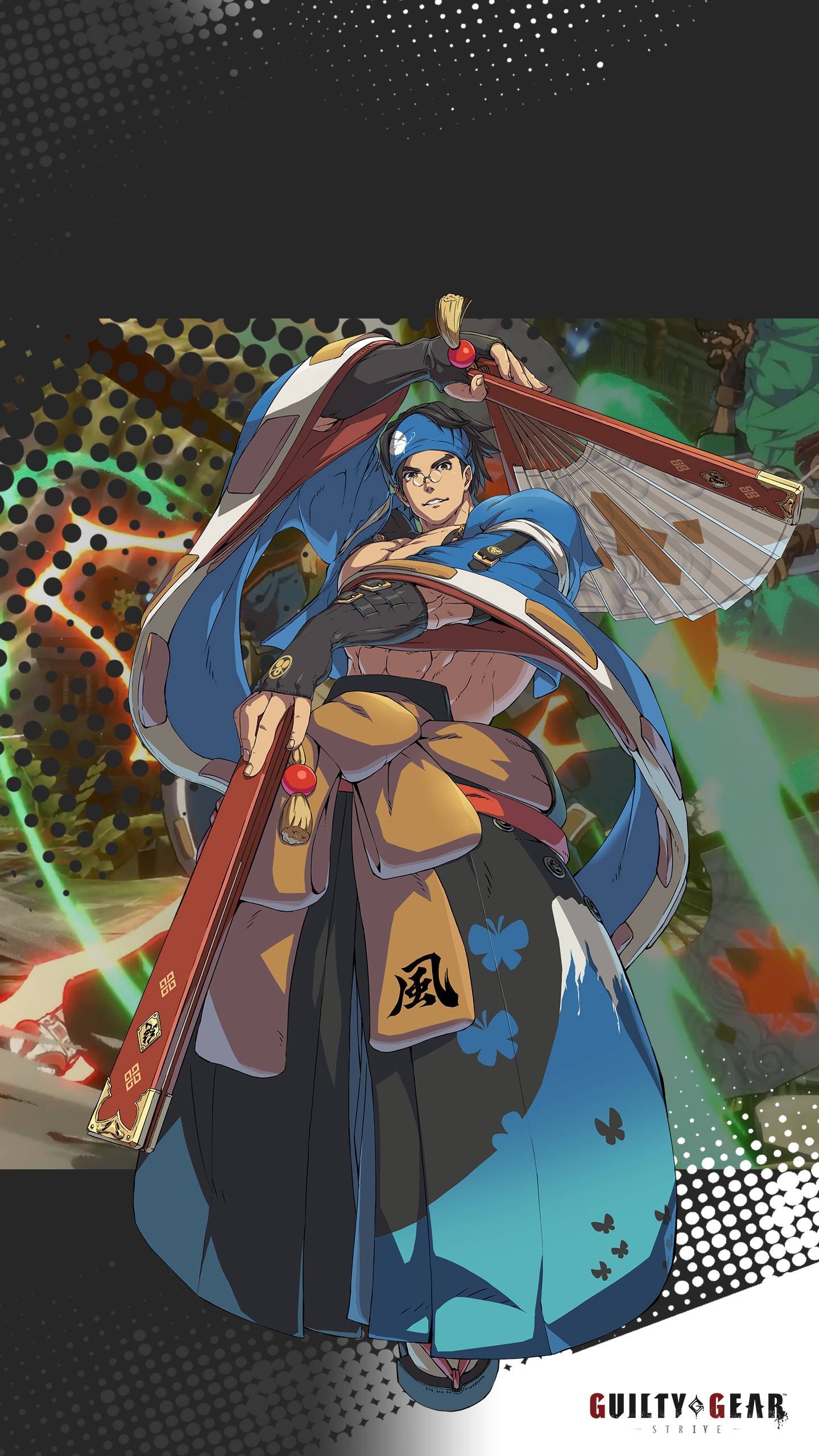 1440x2560 Guilty Gear Strive Anji Mito Wallpaper with Monocle