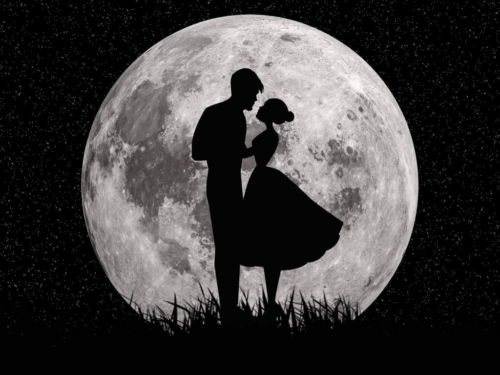 1024x768 Moon, love, couple, dark, art wallpaper, 4000x HD image, picture, e805528b