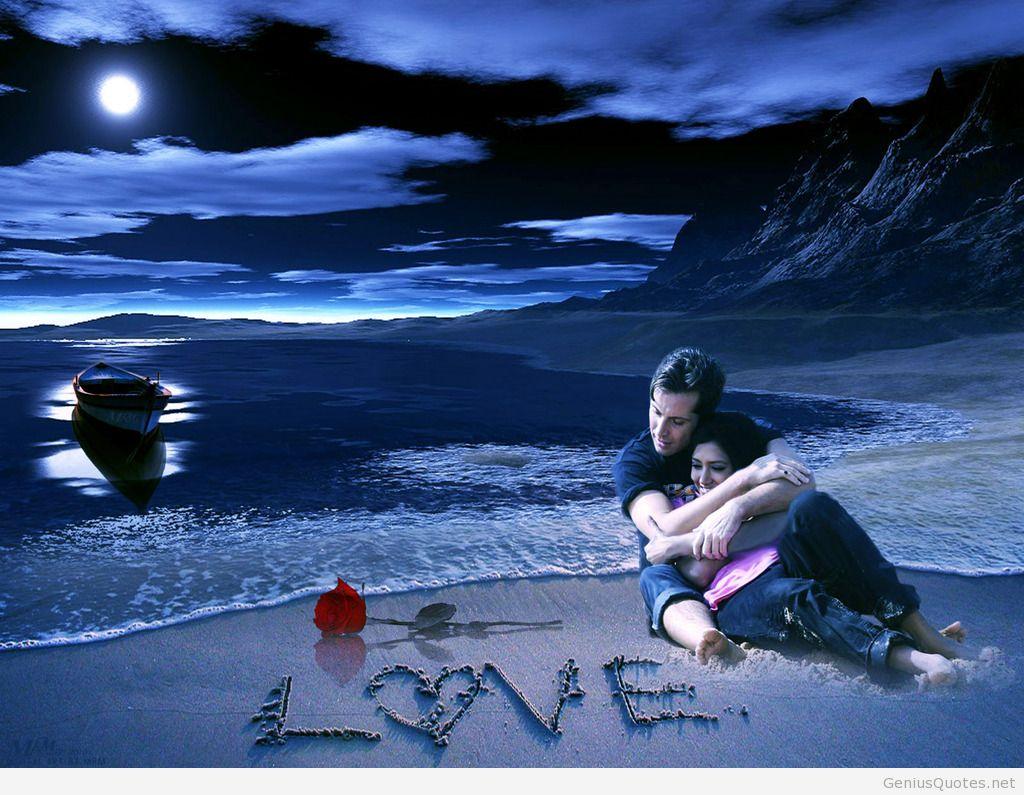 1024x795 Romantic Moonlight Anime Couple Wallpaper