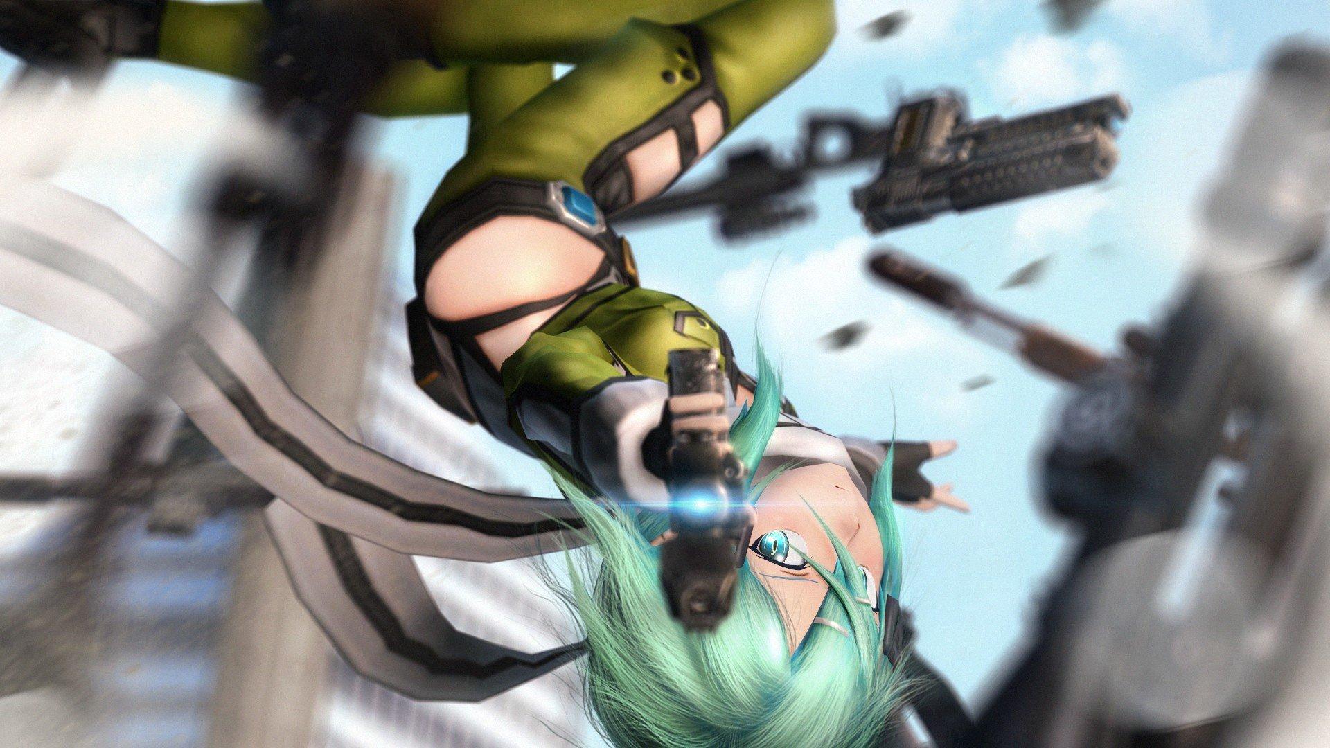 1920x1080 Sword Art Online, Asada Shino, 3D, Gun Wallpaper HD / Desktop and Mobile Background