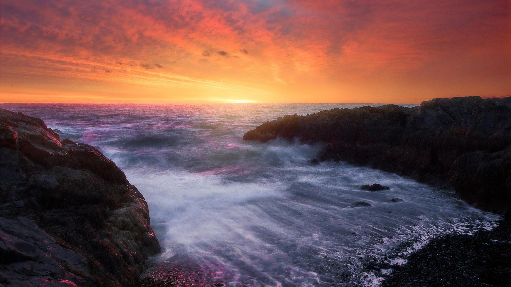 2048x1152 Sunrise Along The Coast Of Maine 2048x1152 Resolution HD 4k Wallpaper, Image, Background, Photo and Picture