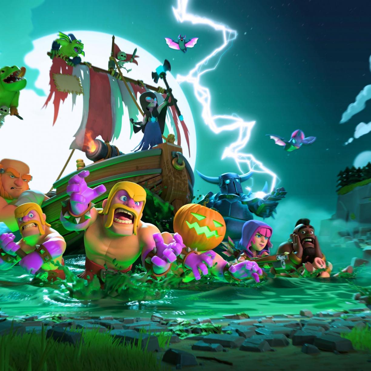 1224x1224 Desktop wallpaper clash of clans, mobile game, halloween, HD image, picture, background, 8e024c