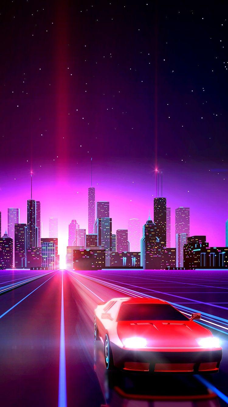 750x1334 Aesthetic 80s Car Wallpaper