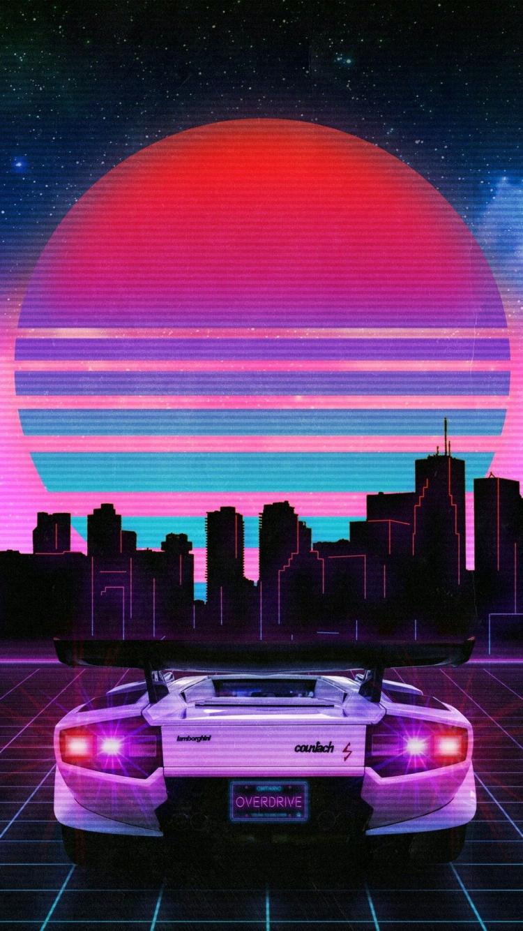 750x1334 Free download Lamborghini Countach Retrowave 80s Retrosupercar Italian V12 [1080x1920] for your Desktop, Mobile & Tablet. Explore Retro Aesthetic City Wallpaper. Retro Aesthetic City Wallpaper, Aesthetic Retro Wallpaper, 1980