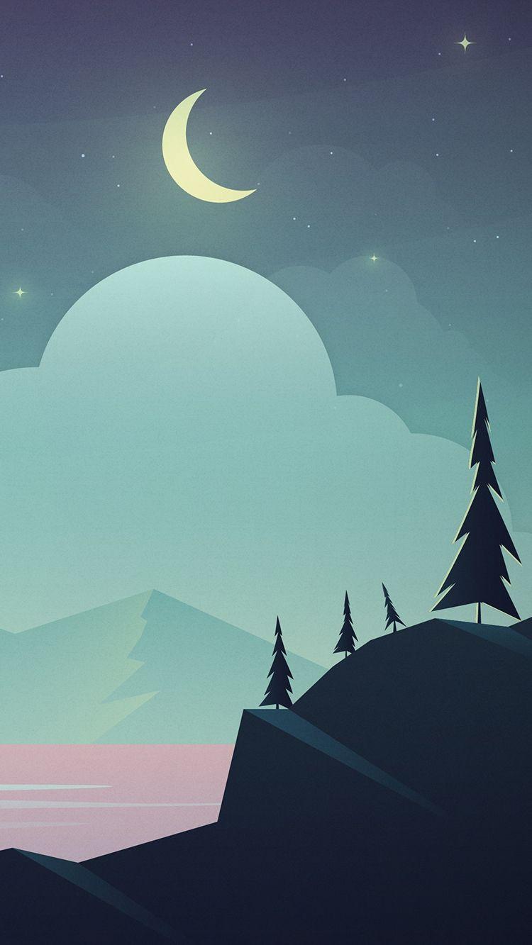 750x1333 Moon Lake Beach Art IPhone Wallpaper. IPhone Wallpaper Landscape, Landscape Illustration, Minimalist Wallpaper