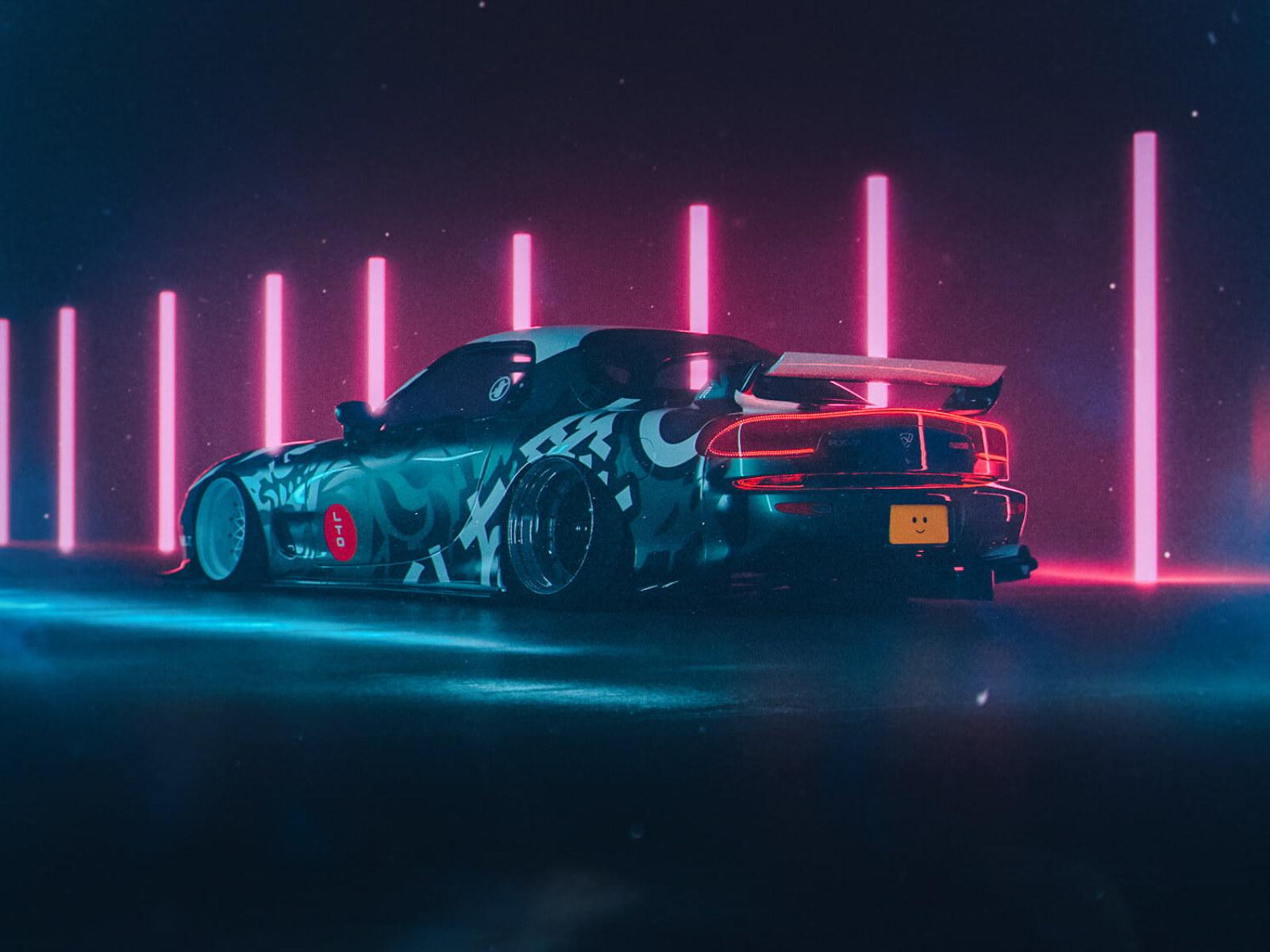 1600x1200 Sports Car, Retro Car, Neon, Mazda RX 7 FD • Wallpaper For You HD Wallpaper For Desktop & Mobile