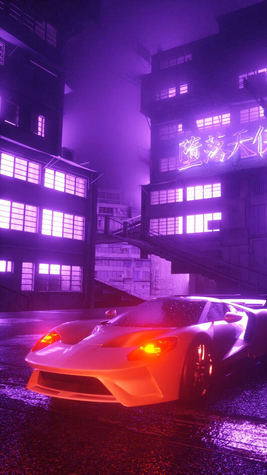 938x1668 Download Wallpaper 938x1668 Car, Sportscar, Neon, Glow, Night, City Iphone 8 7 6s 6 For Parallax HD Background