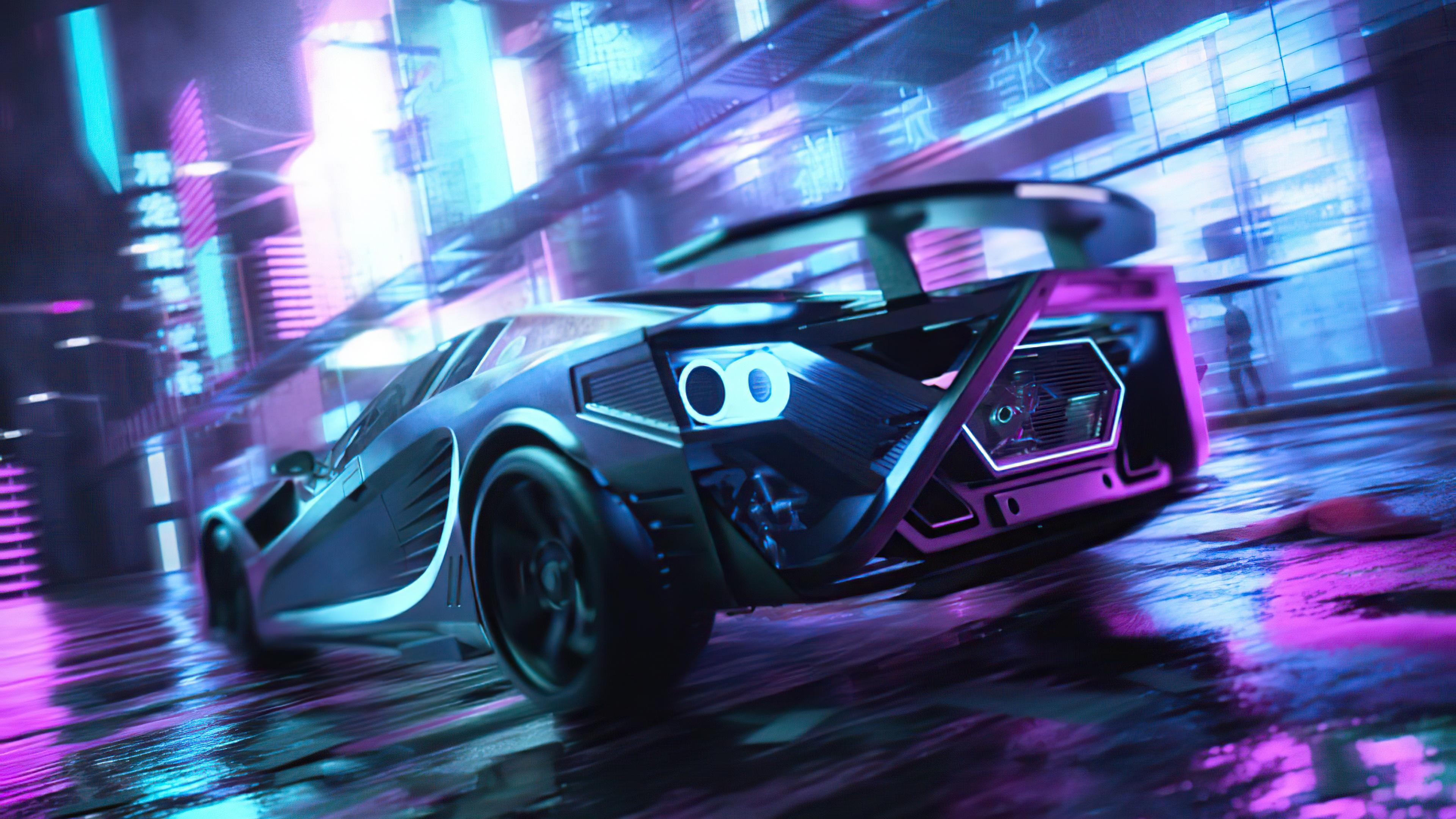 3840x2160 Wallpaper 4k Scifi Neon Cars On Street 4k Wallpaper