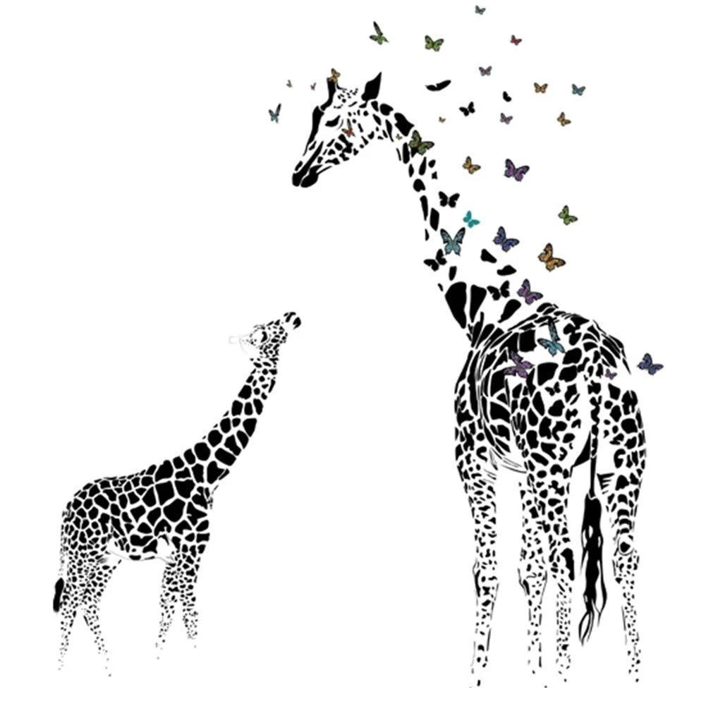 1001x1001 Giraffe Butterfly Silhouette Wall Sticker for Door Stairs Living Room Bedroom Decor Decal Wall Art Murals Poster Wallpaper. Wall Stickers