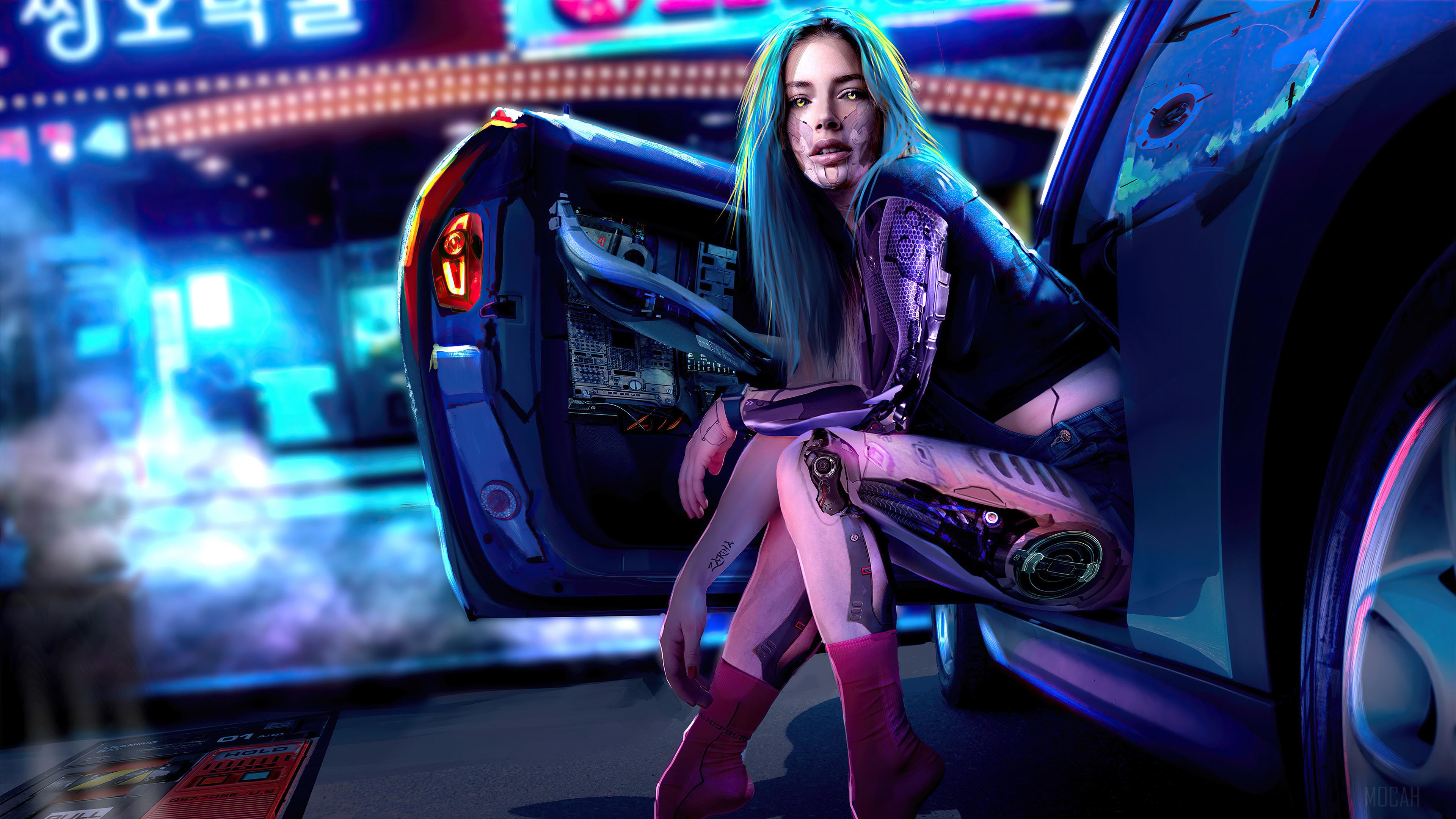3840x2160 Cyberpunk, Girls, Car, Sci Fi 4k wallpaper. Mocah HD Wallpaper