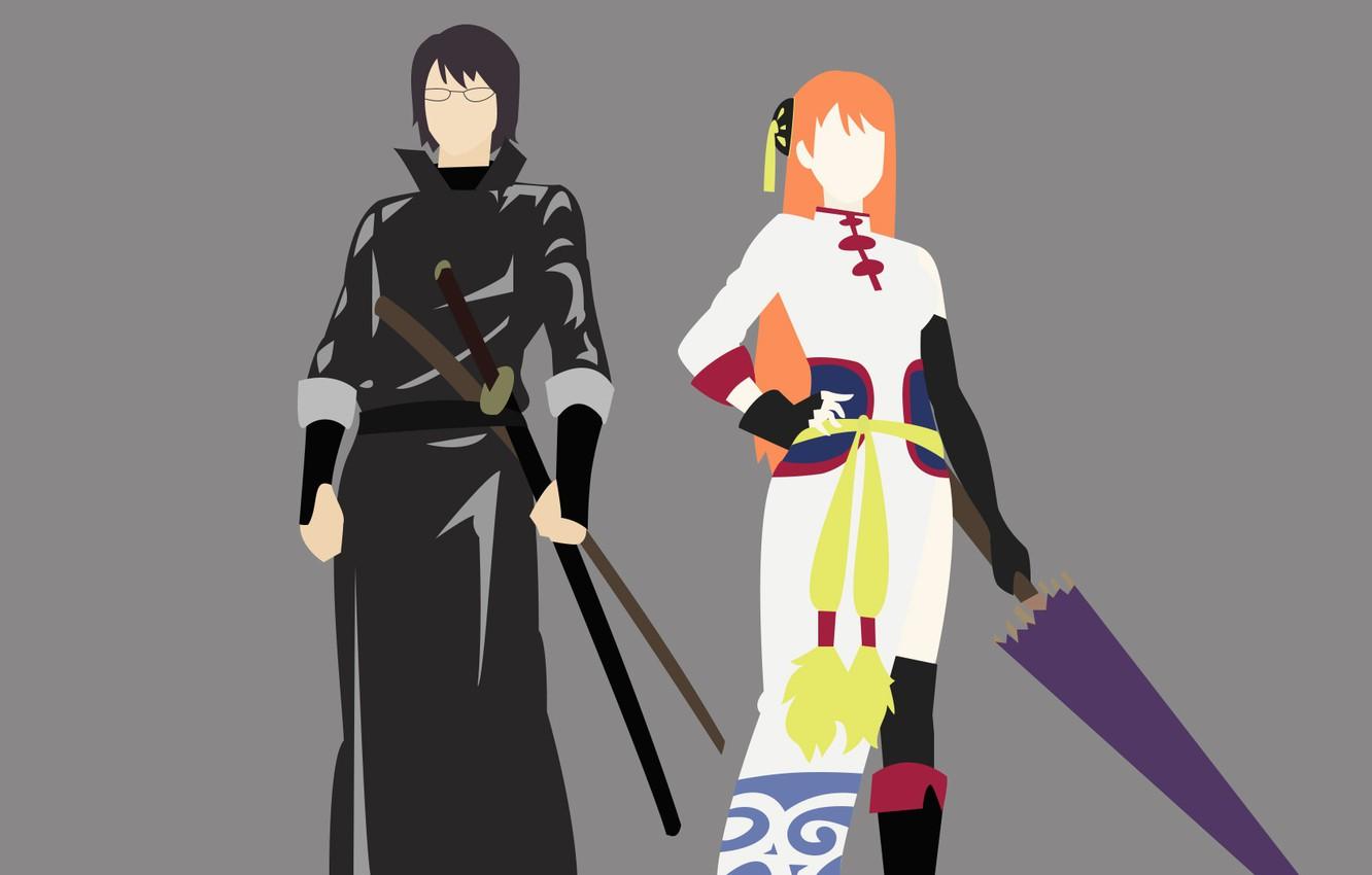1332x850 Wallpaper girl, minimalism, guy, Gintama, Gintama image for desktop, section сёнэн