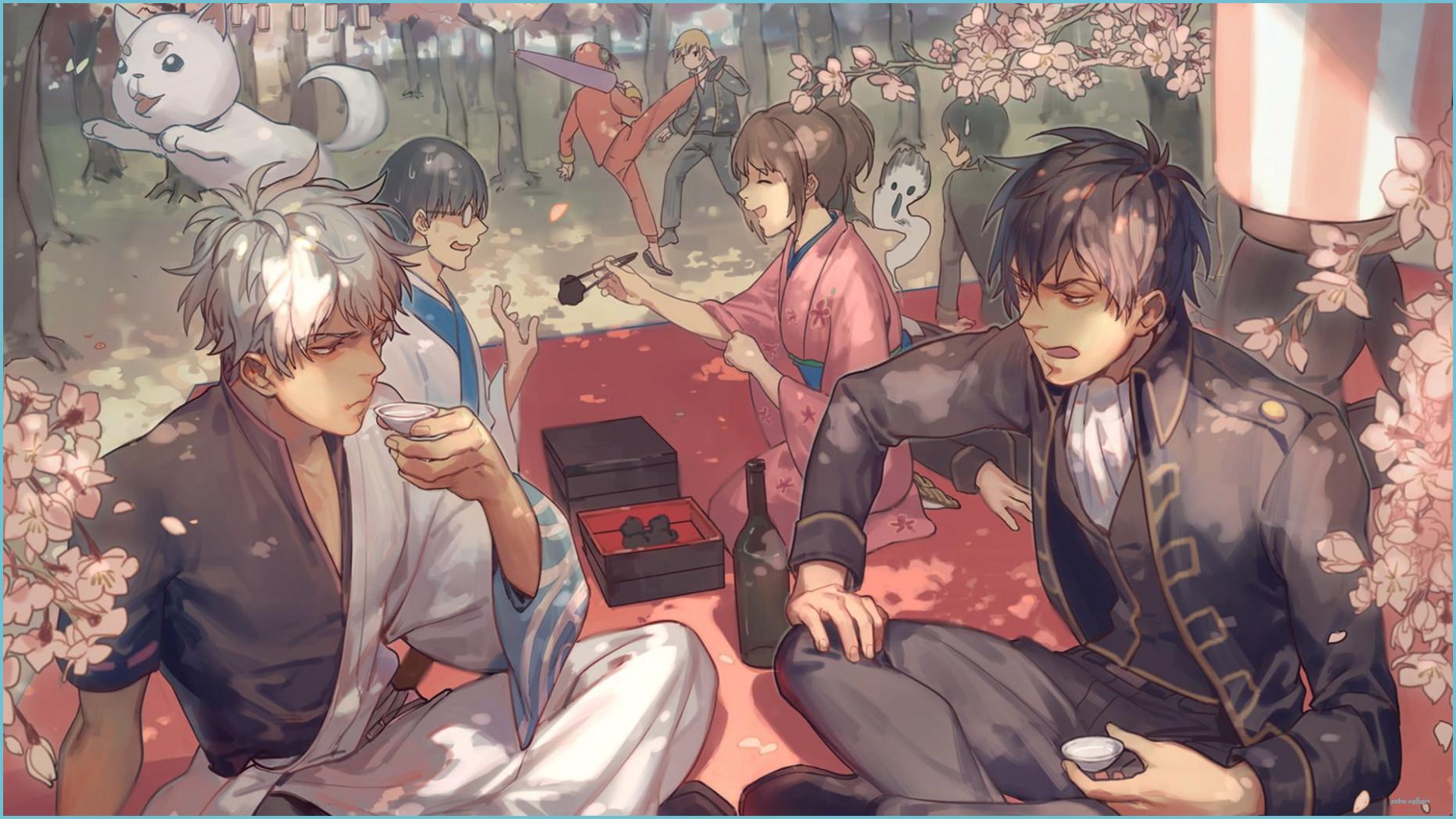 1862x1047 Anime #Gintama Gintoki Sakata Kagura (Gintama) Kondo Isao Okita