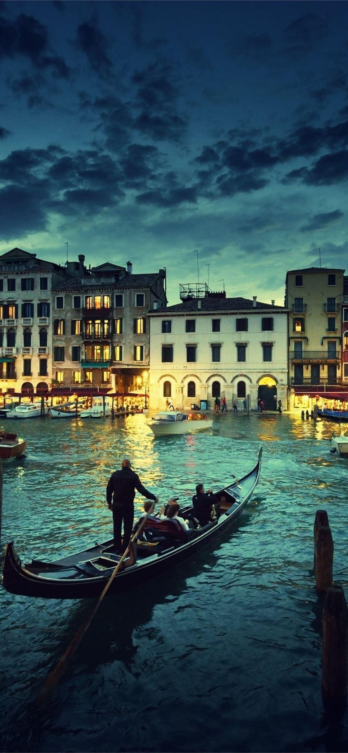 1125x2436 Venice Italy Boats Buildings Night #venice mostbeautifulplacestovisit #italy #iPhone11Wallpaper. Venice italy, Italy, Cool wallpaper for phones