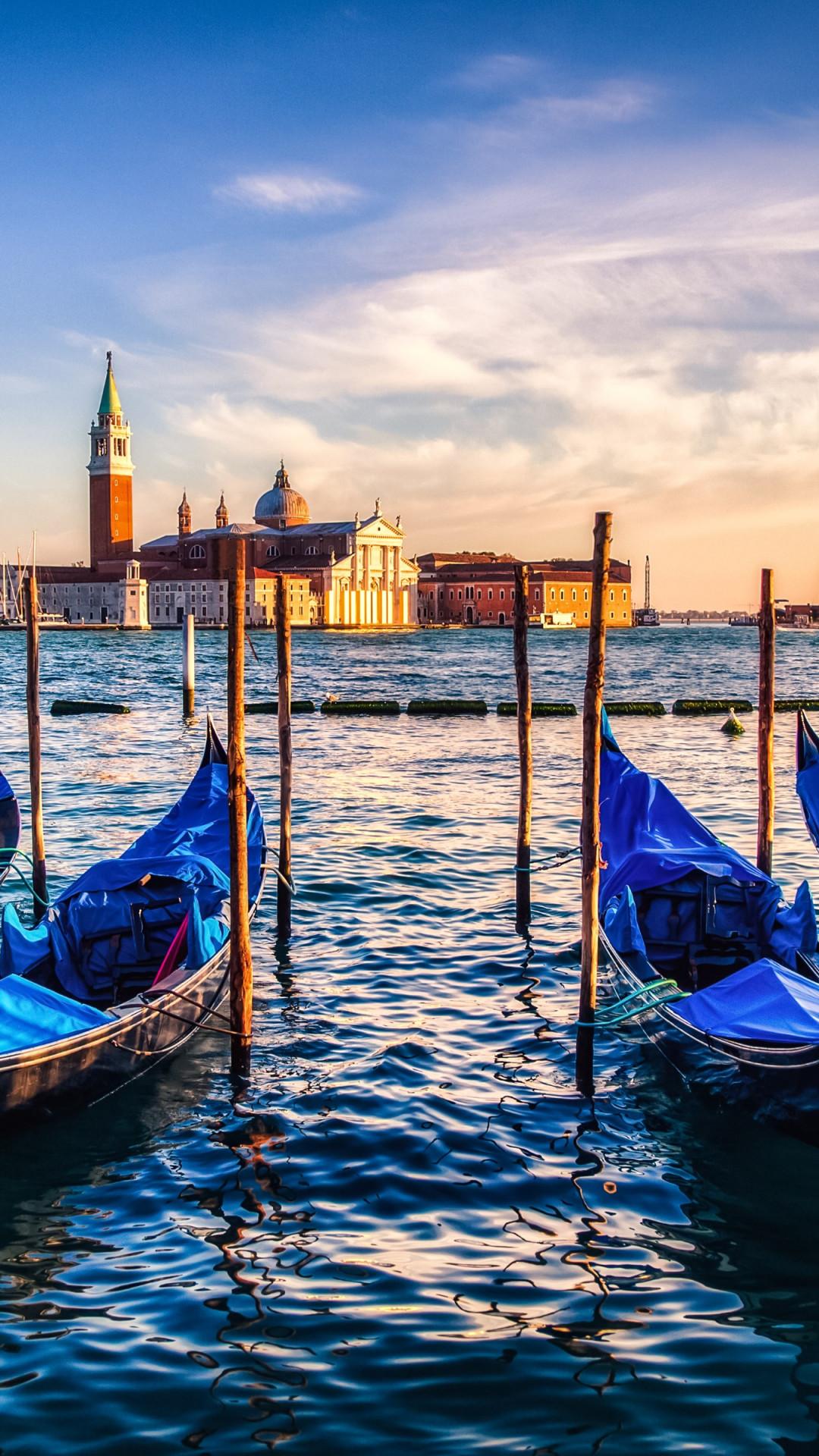 1080x1920 Download wallpaper: Gondolas from Venice at sunset 1080x1920