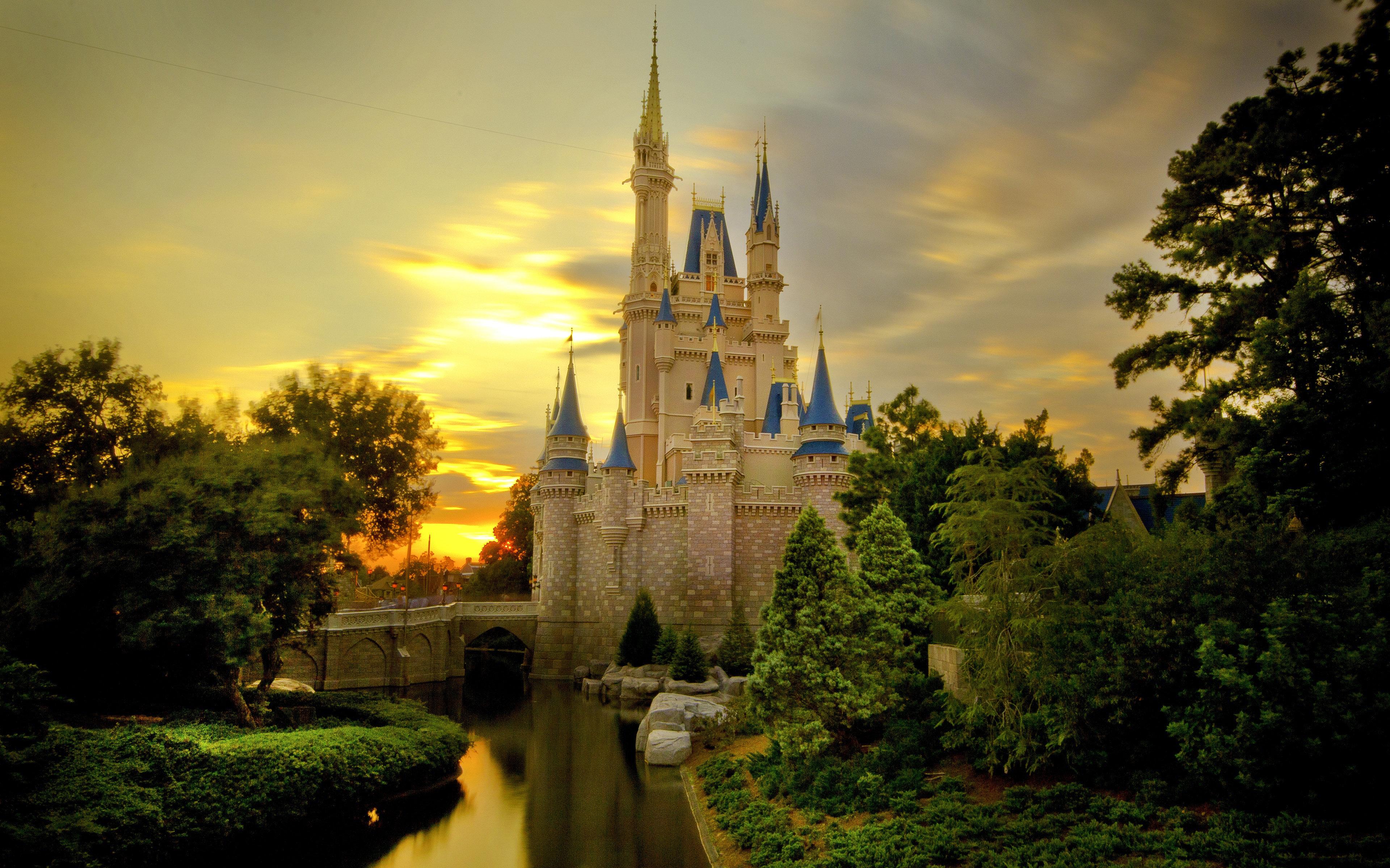 3840x2400 sunset, Over, Cinderella, Castle Wallpaper HD / Desktop and Mobile Background