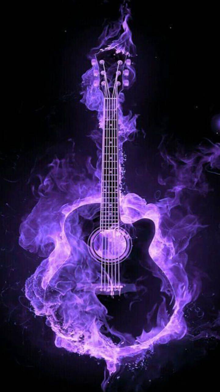 720x1280 Guitar On Fire Wallpaper