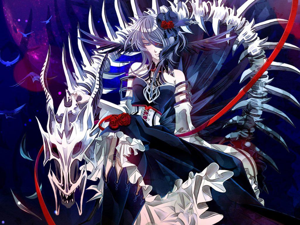 1024x768 Anime Girl With A Bone Dragon