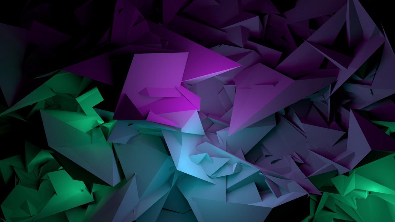 1280x720 abstract shapes purple green 3D Models. Free