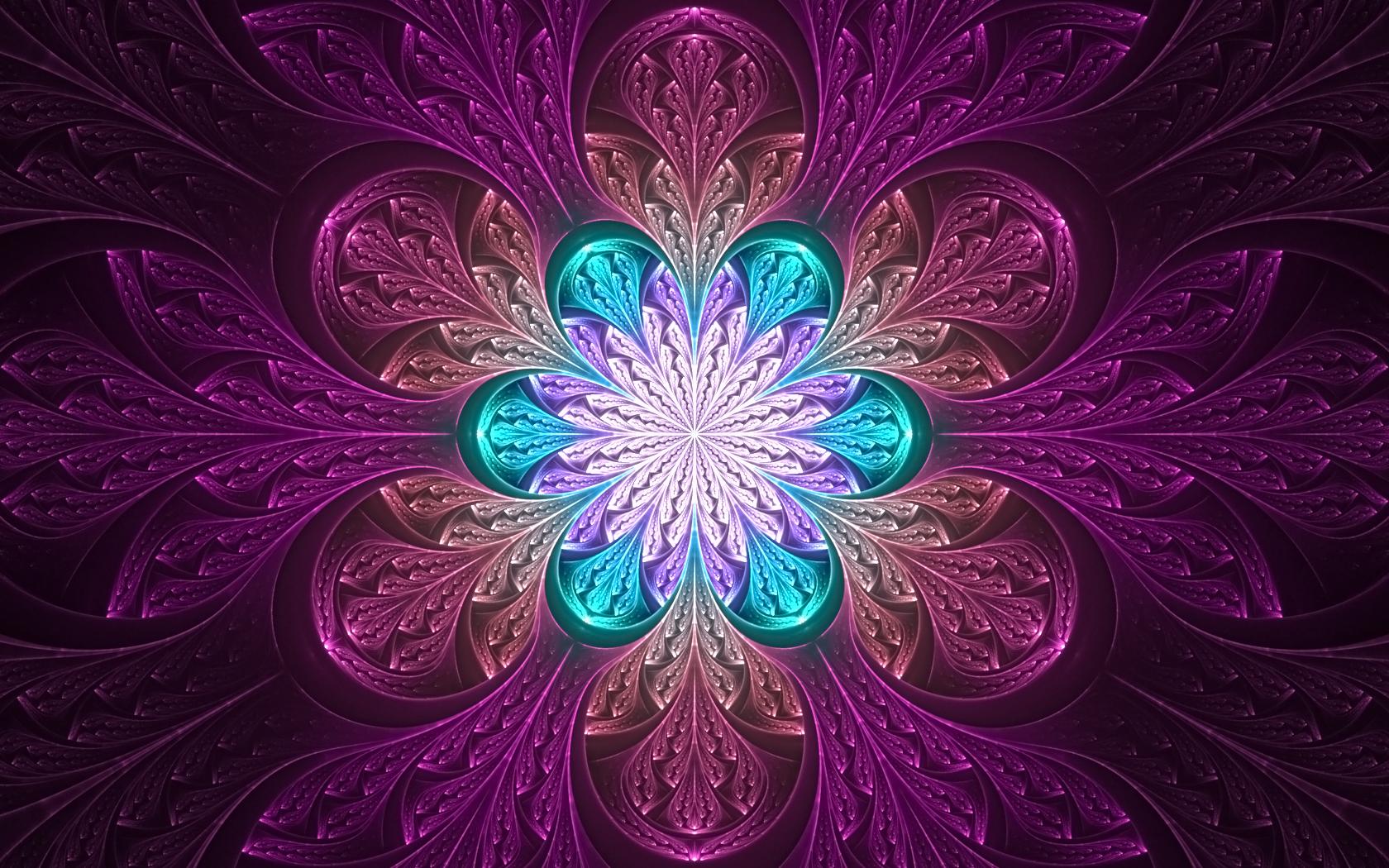 1680x1050 Fractal Blossom Purple & Green desktop PC and Mac wallpaper