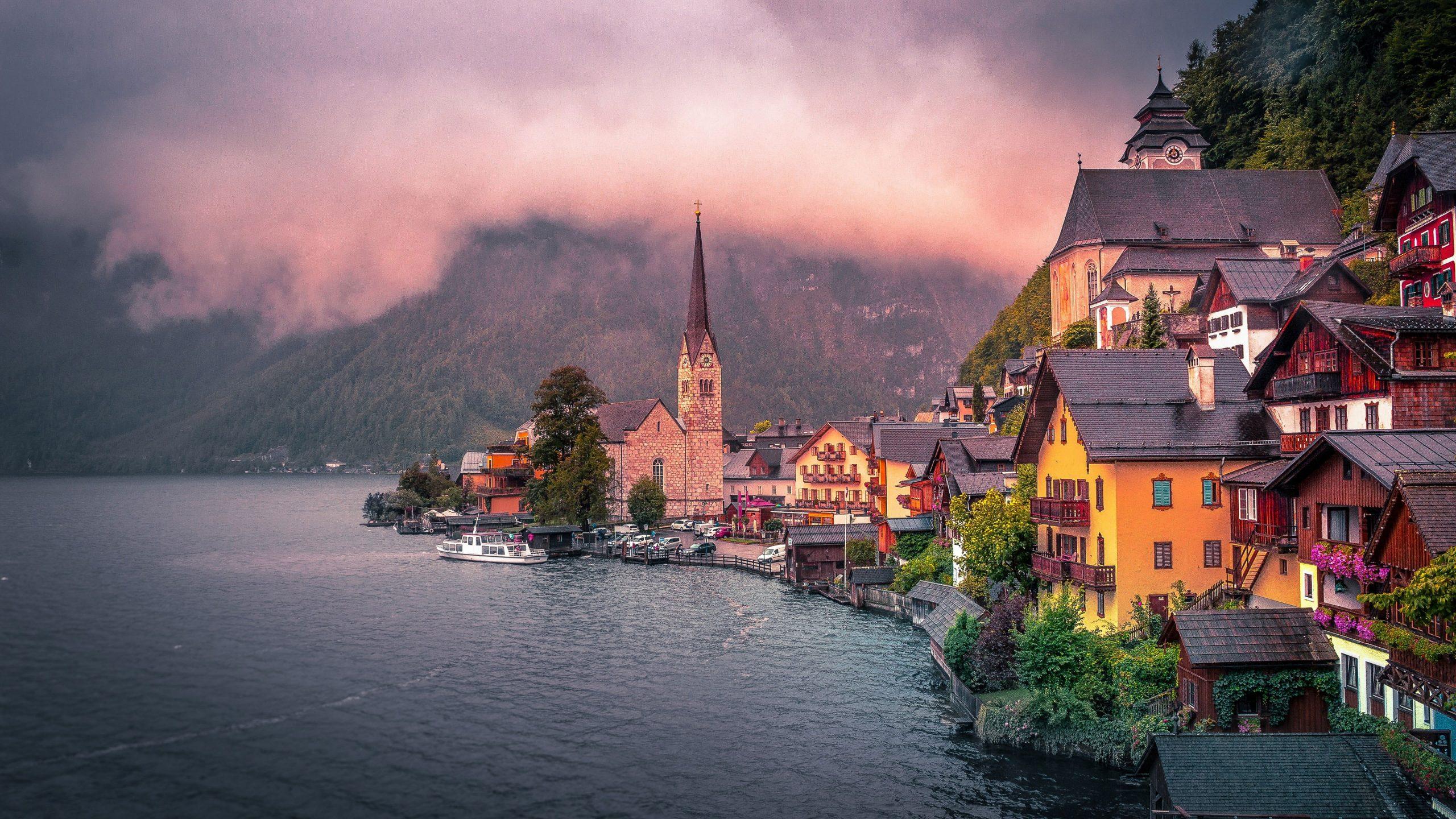 2560x1440 Wallpaper Village, Salzkammergut, Hallstatt, Eu, Mountain • Wallpaper For You HD Wallpaper For Desktop & Mobile