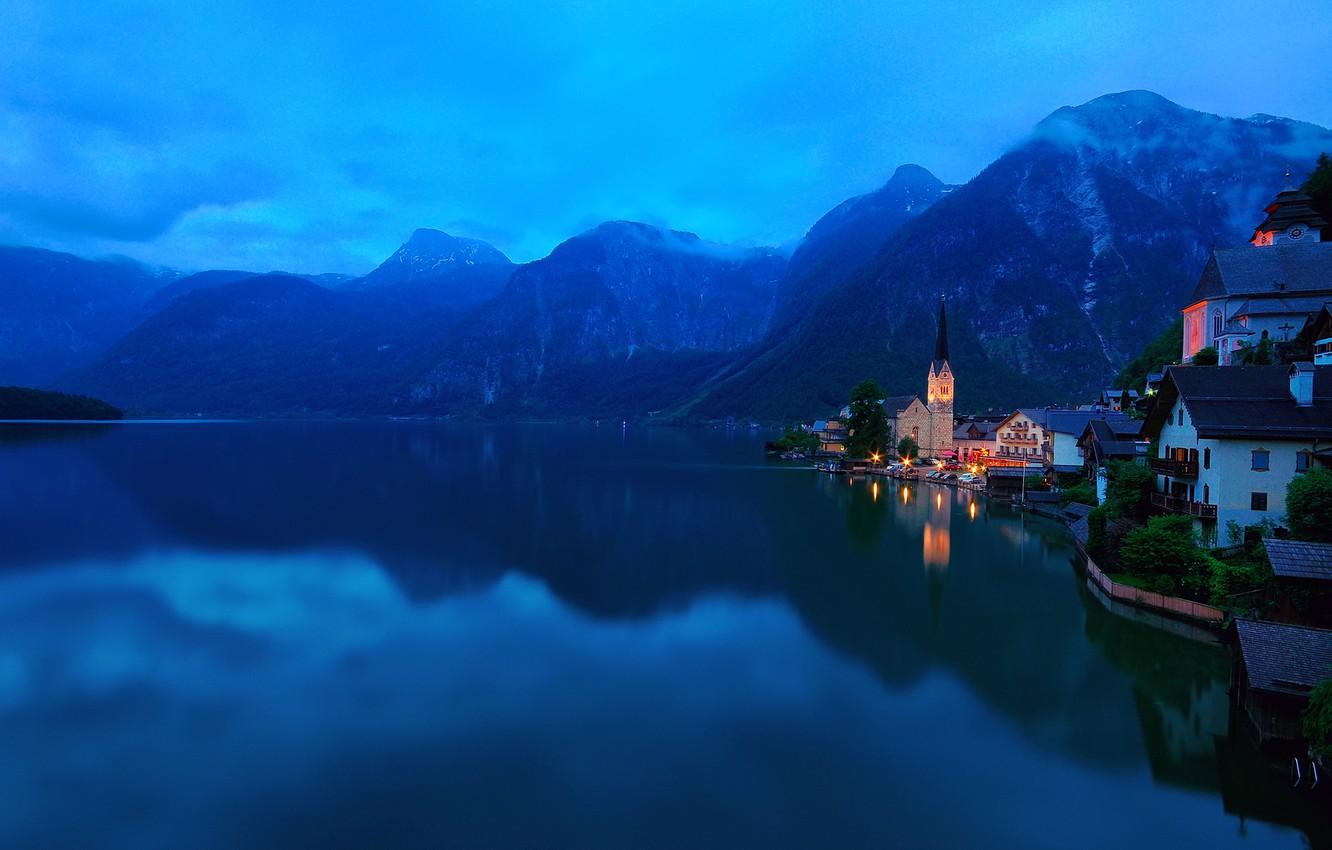 1332x850 Wallpaper mountains, the city, lake, Austria, Alps, Salzkammergut, Hallstatt, municipality image for desktop, section город