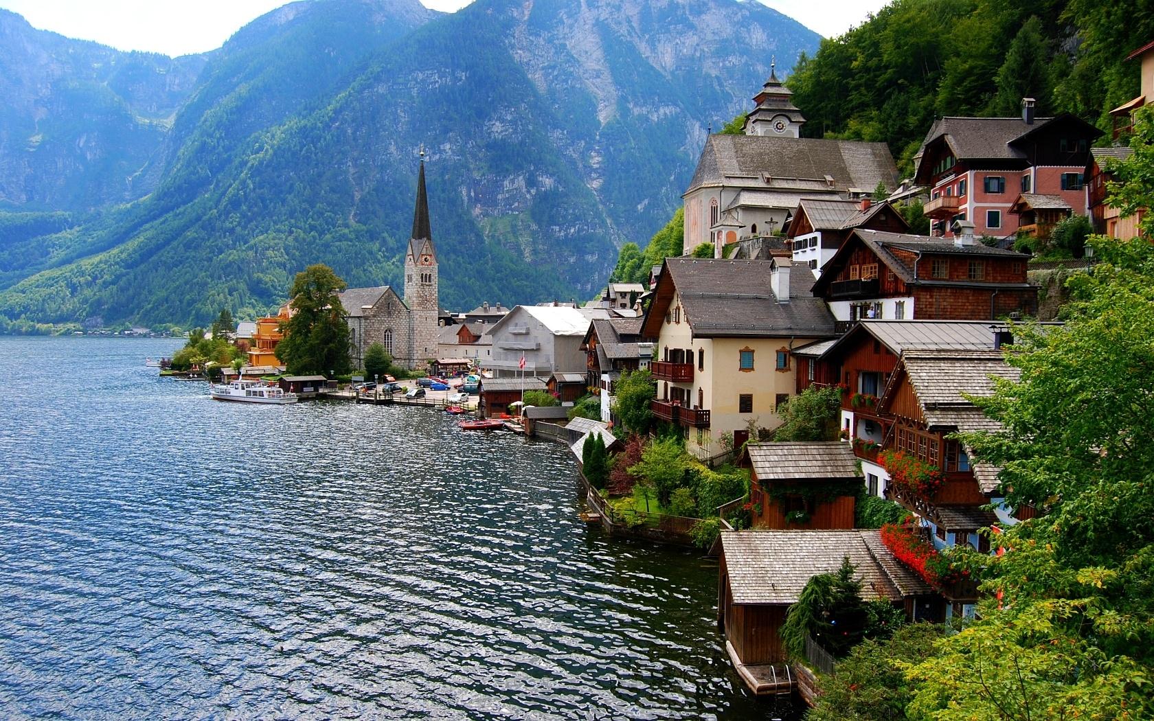 1680x1050 Download Wallpaper Aillage Hallstatt in Salzkammergut, Upper Austria (1680x1050). The Wallpaper, photo