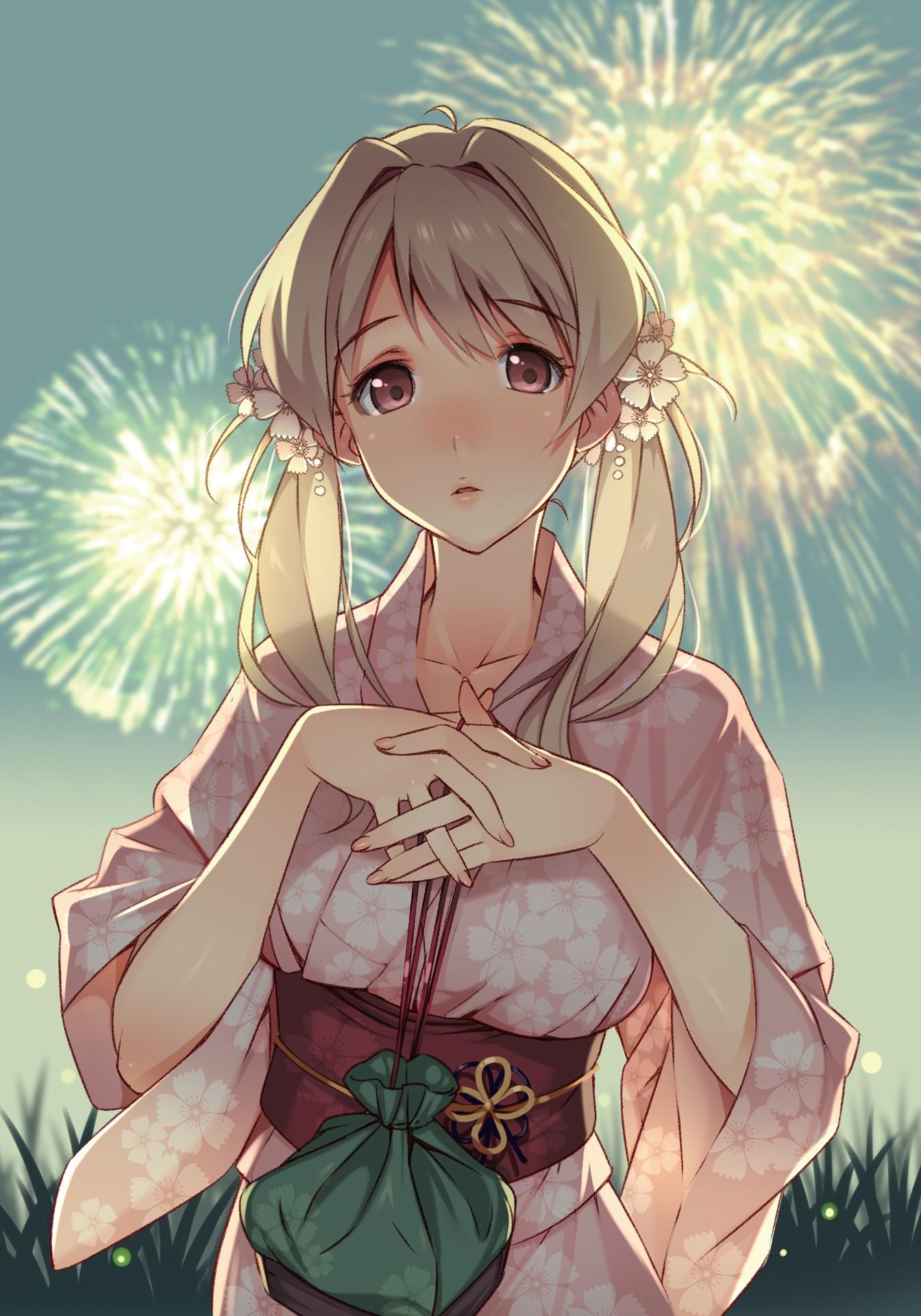 1344x1920 #Japanese clothes, #long hair, #anime, #Rail Wars, #kimono, #anime girls, #yukata, #blonde, wallpaper. Mocah HD Wallpaper
