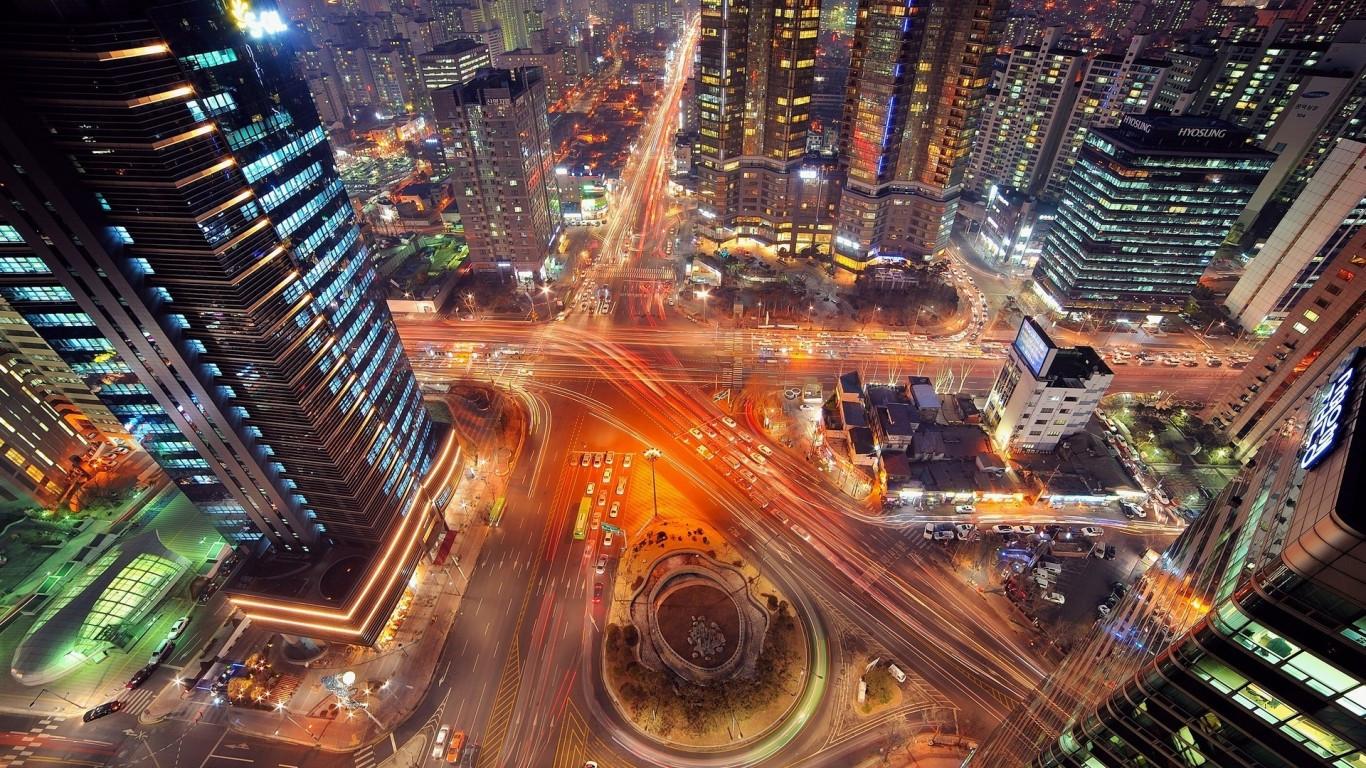 1366x768 Download 1366x768 Seoul, Roads, Buildings, South Korea, Timelapse Wallpaper for Laptop, Notebook