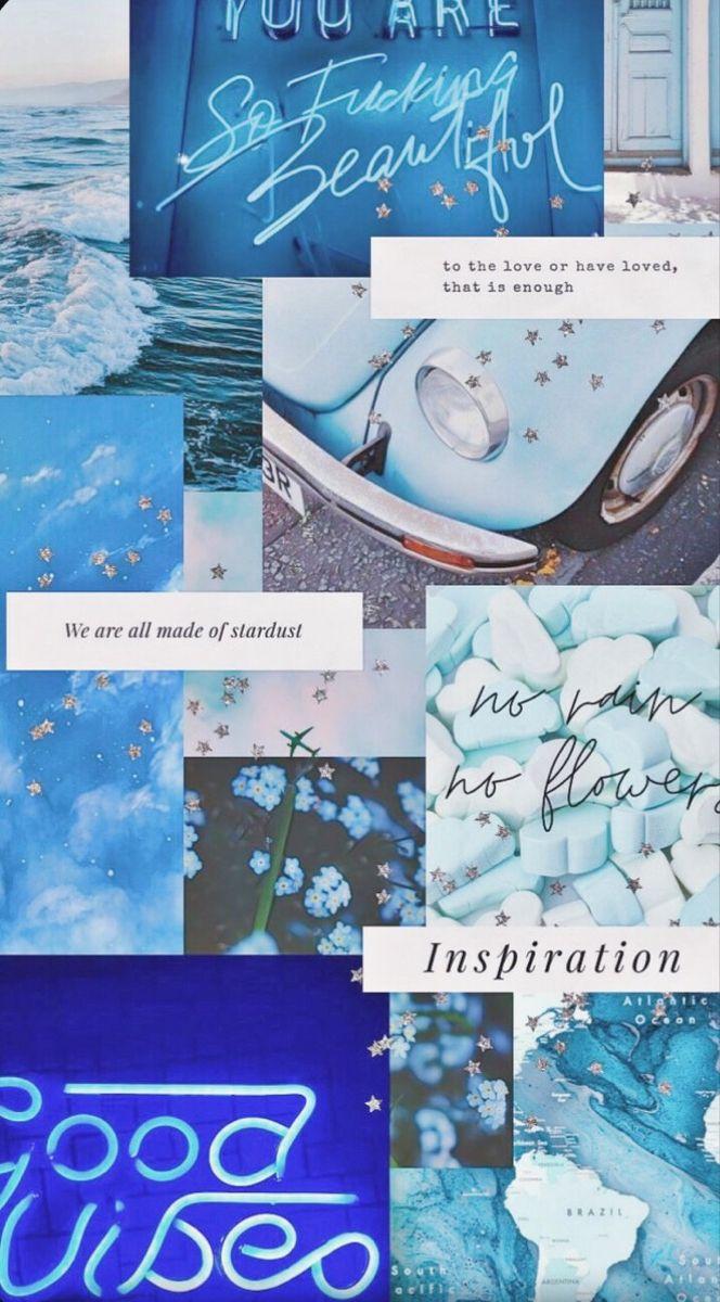664x1200 Aesthetic Blue Collage Wallpaper. Wallpaper, Aesthetic wallpaper, Artwork