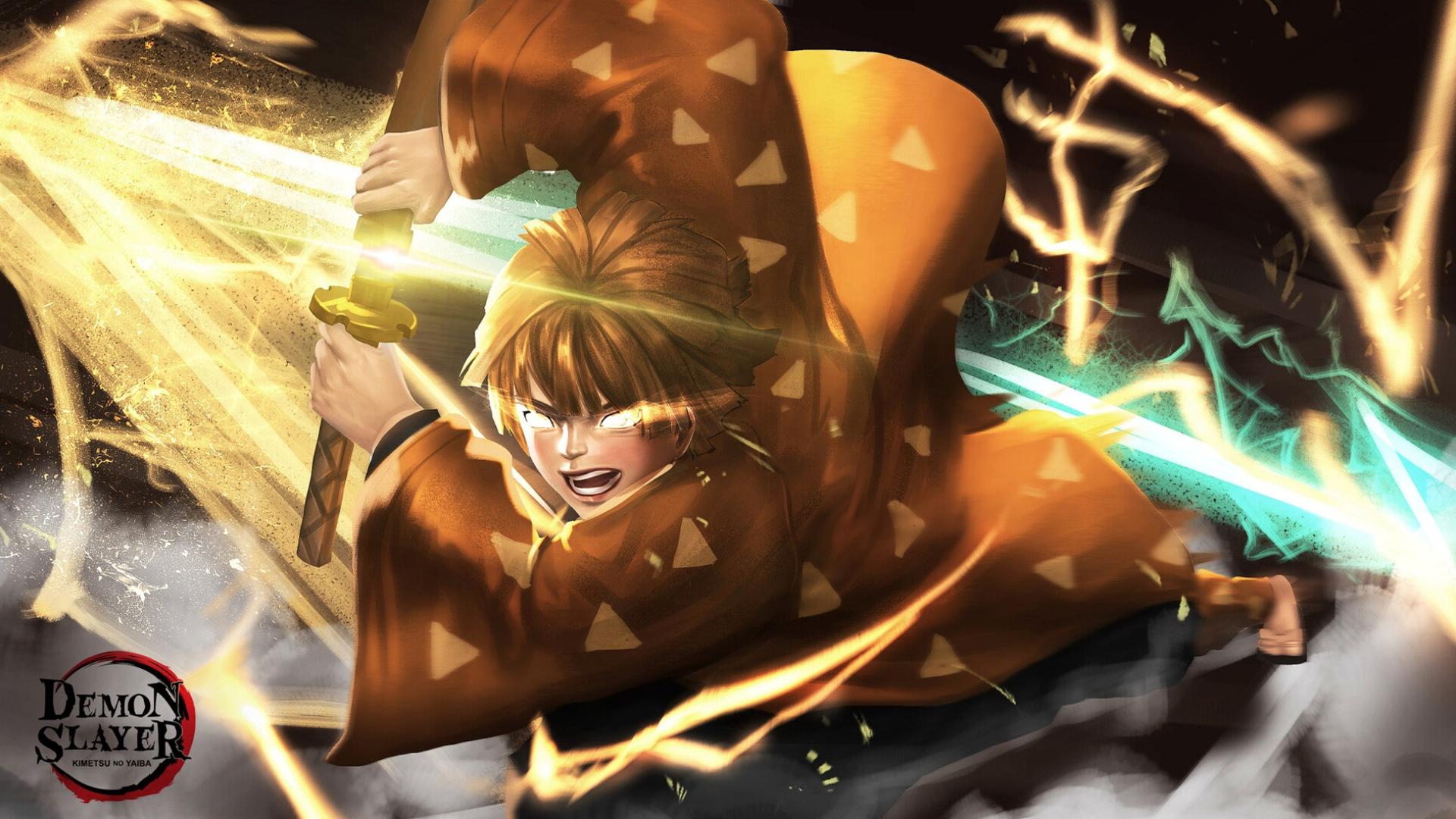 1920x1080 Demon Slayer Zenitsu Agatsuma With Background Of Black And Yellow Lightning HD Anime Wallpaper