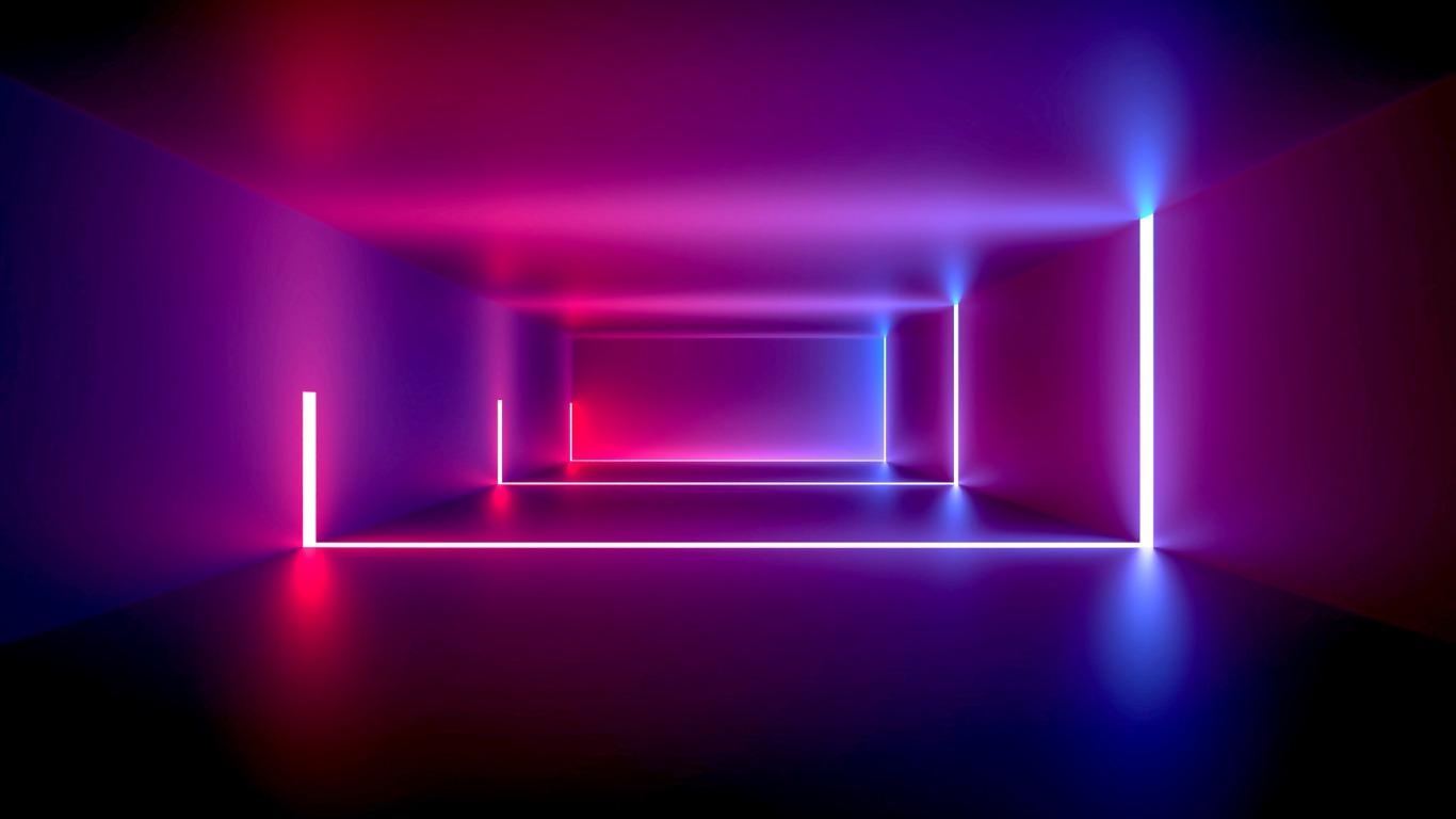 1366x768 Download wallpaper design, neon, abstract, light, design, background, neon, room, section mood in resolution 1366x768